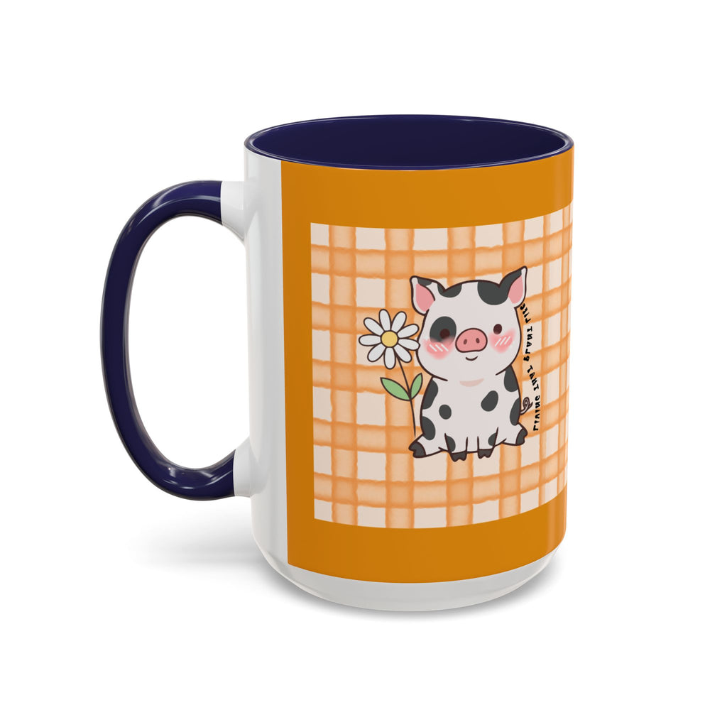 Cute Cow Plaid Accent Coffee Mug — Farmhouse Daisy Cow Design (11/15oz)
