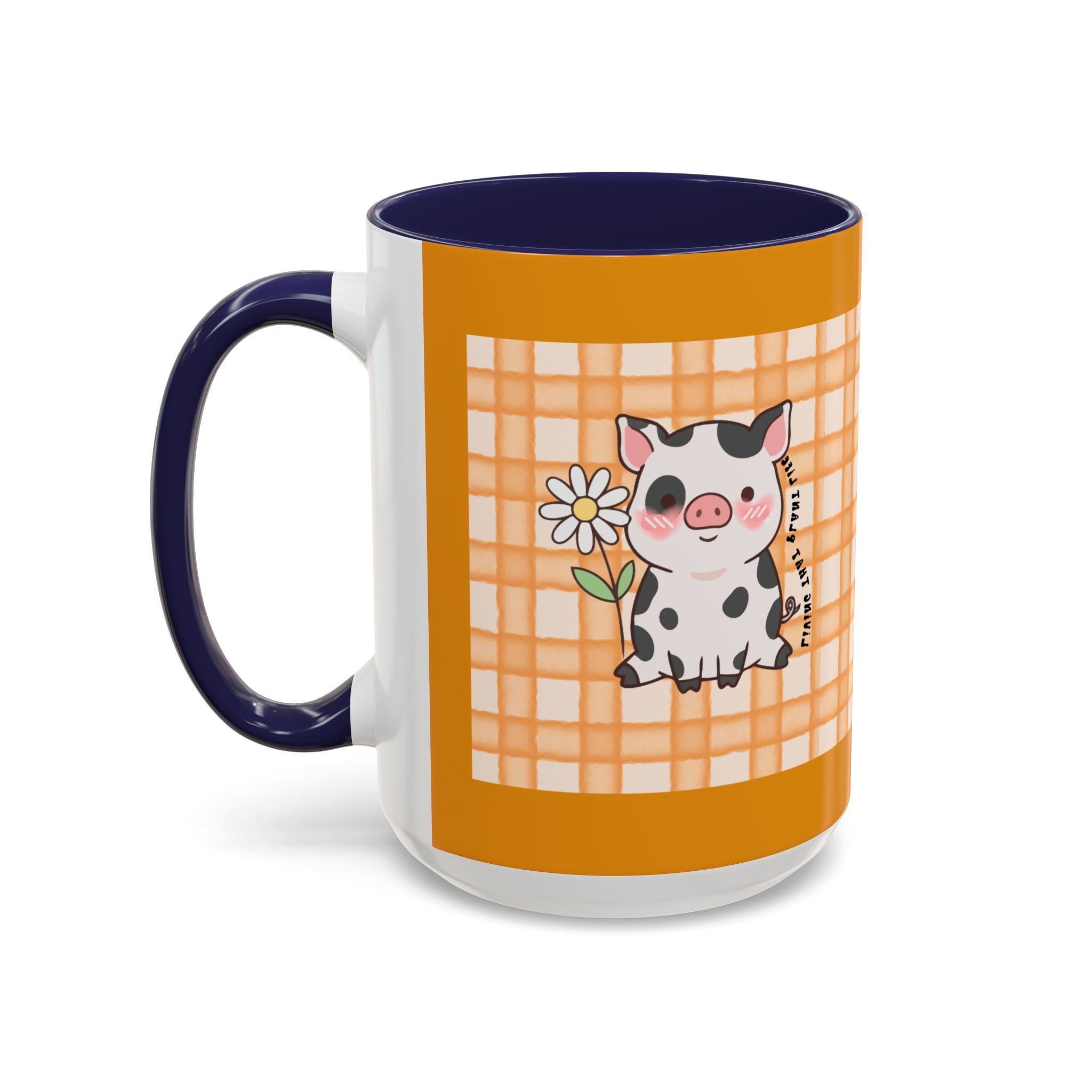 Cute Cow Plaid Accent Coffee Mug — Farmhouse Daisy Cow Design (11/15oz)