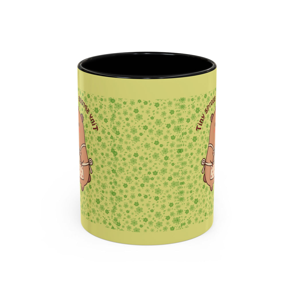 Cute ‘Tiny Sprouts’ Accent Coffee Mug – Kawaii Garden Capybara Design (11/15 oz)