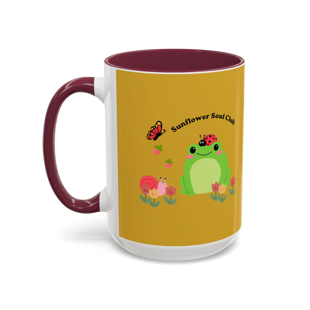 Sunflower Soul Club Frog Mug — Cute Floral Coffee Cup (11oz, 15oz)