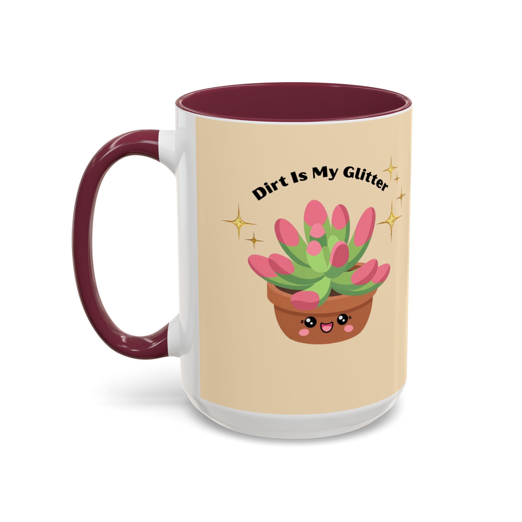 Cactus Coffee Mug — Cute Potted Plant Mug with Sparkles (11oz & 15oz)