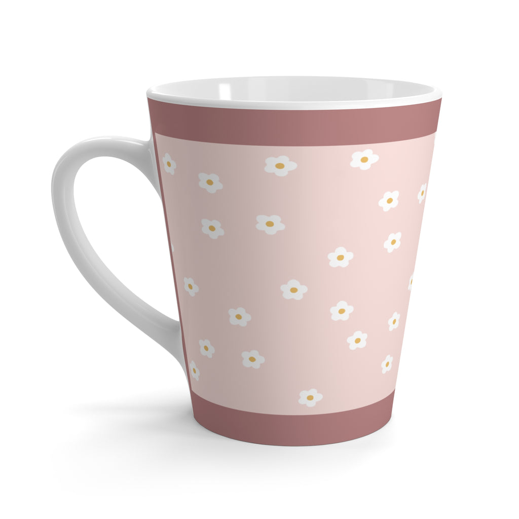 Pink Daisy Latte Mug — Cute Potted Plant Floral Coffee Cup ("Plant Mom")