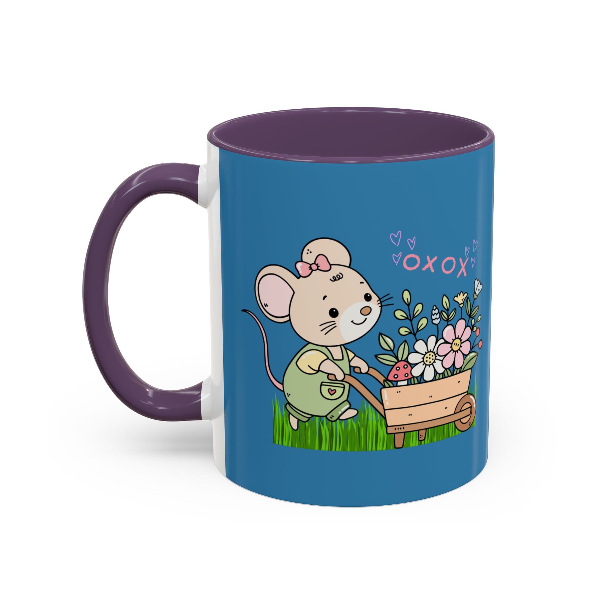 Cute Mouse Floral Coffee Mug — 'XOXO' Accent 11/15oz