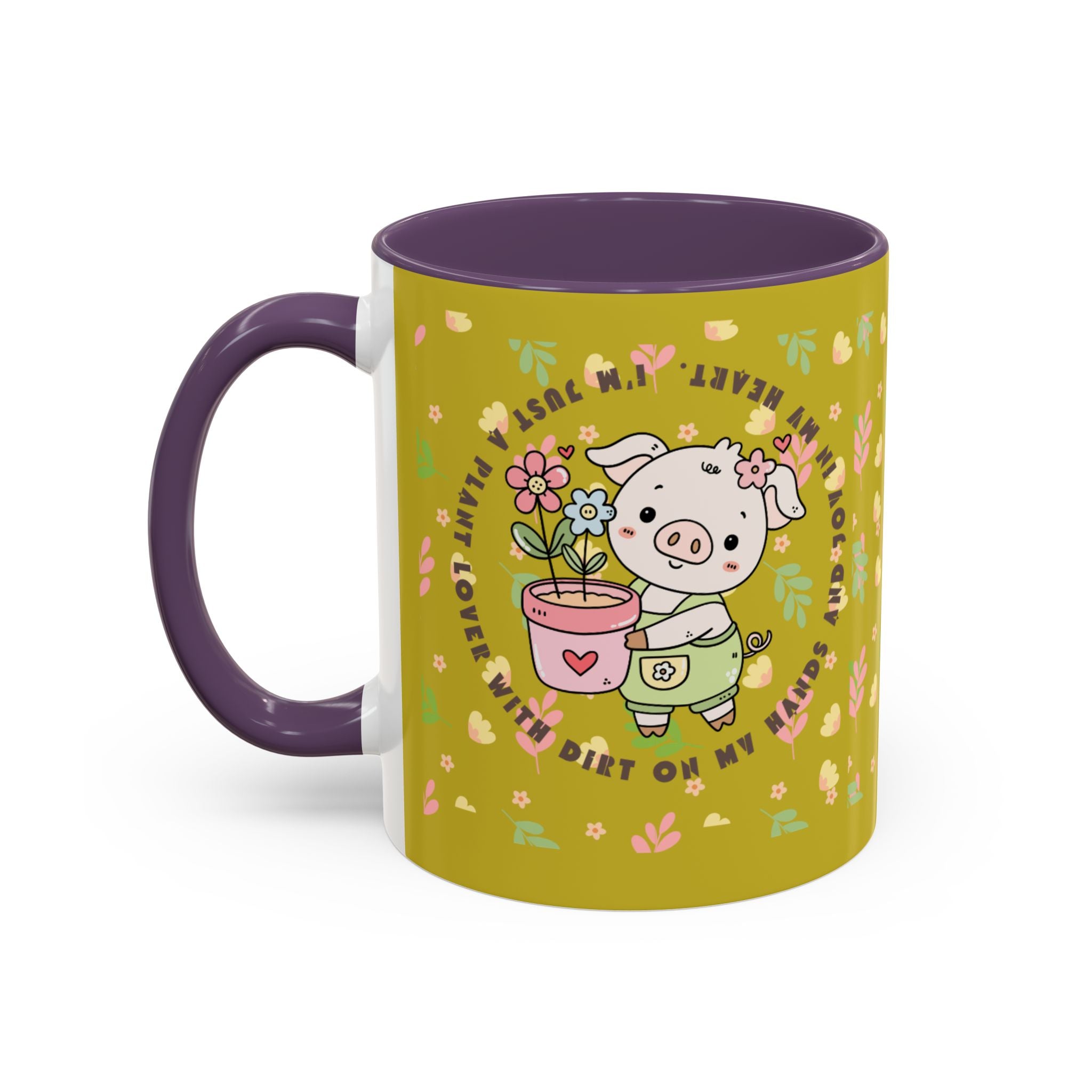 Cute Piglet Gardening Coffee Mug — "My Heart Is In The Dirt" Accent Mug