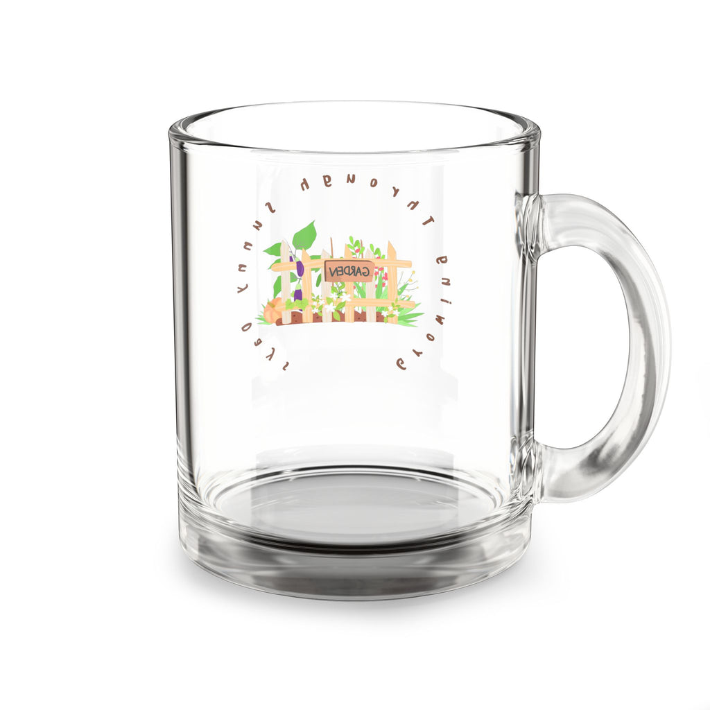 10oz Glass Mug — Sunny Garden Illustration "Growing Through Sunny Days"