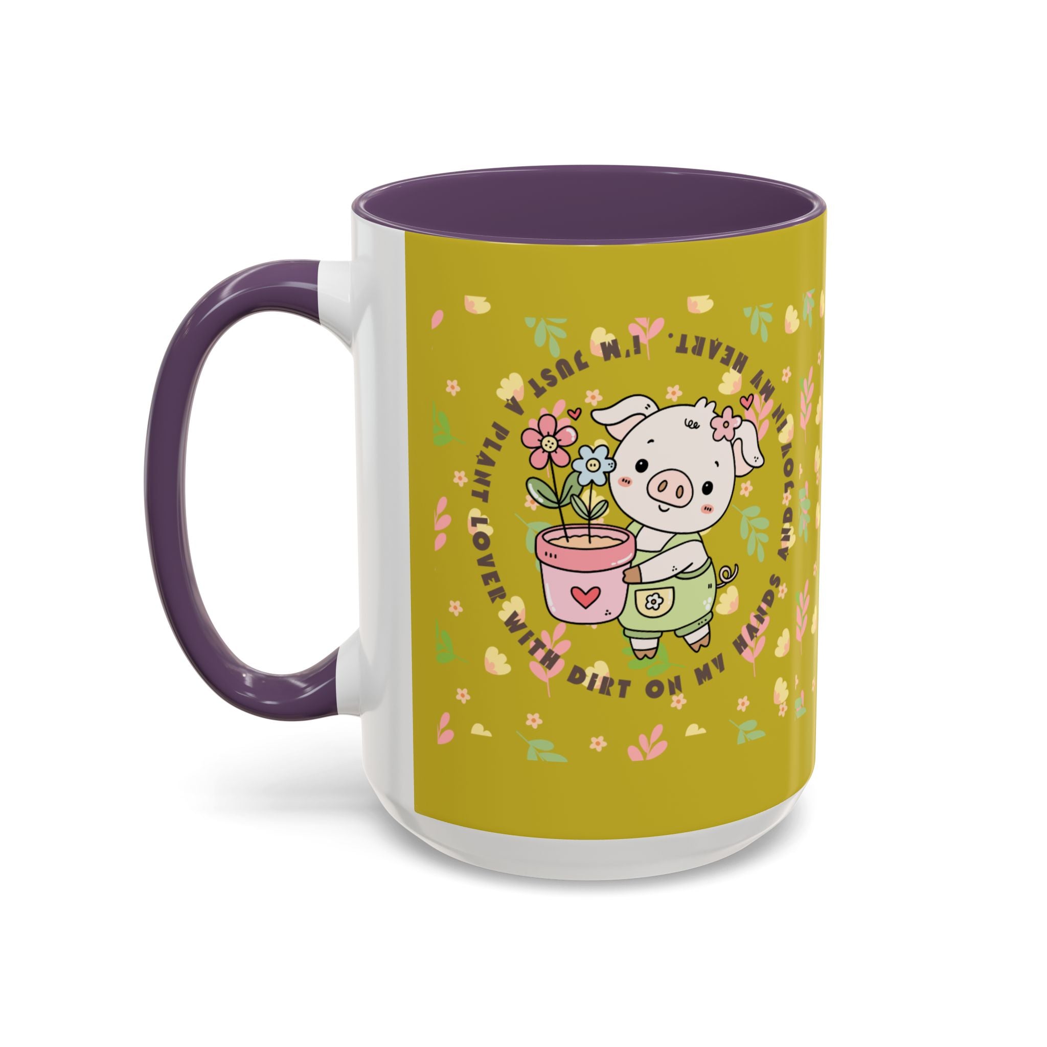 Cute Piglet Gardening Coffee Mug — "My Heart Is In The Dirt" Accent Mug