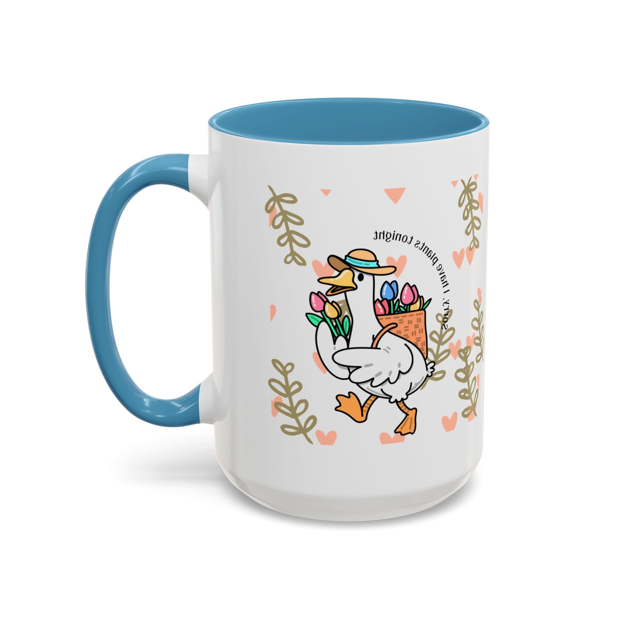 Coffee Mug — Cute Duck Carrying Plants “I Have Plants Tonight” Accent Mug