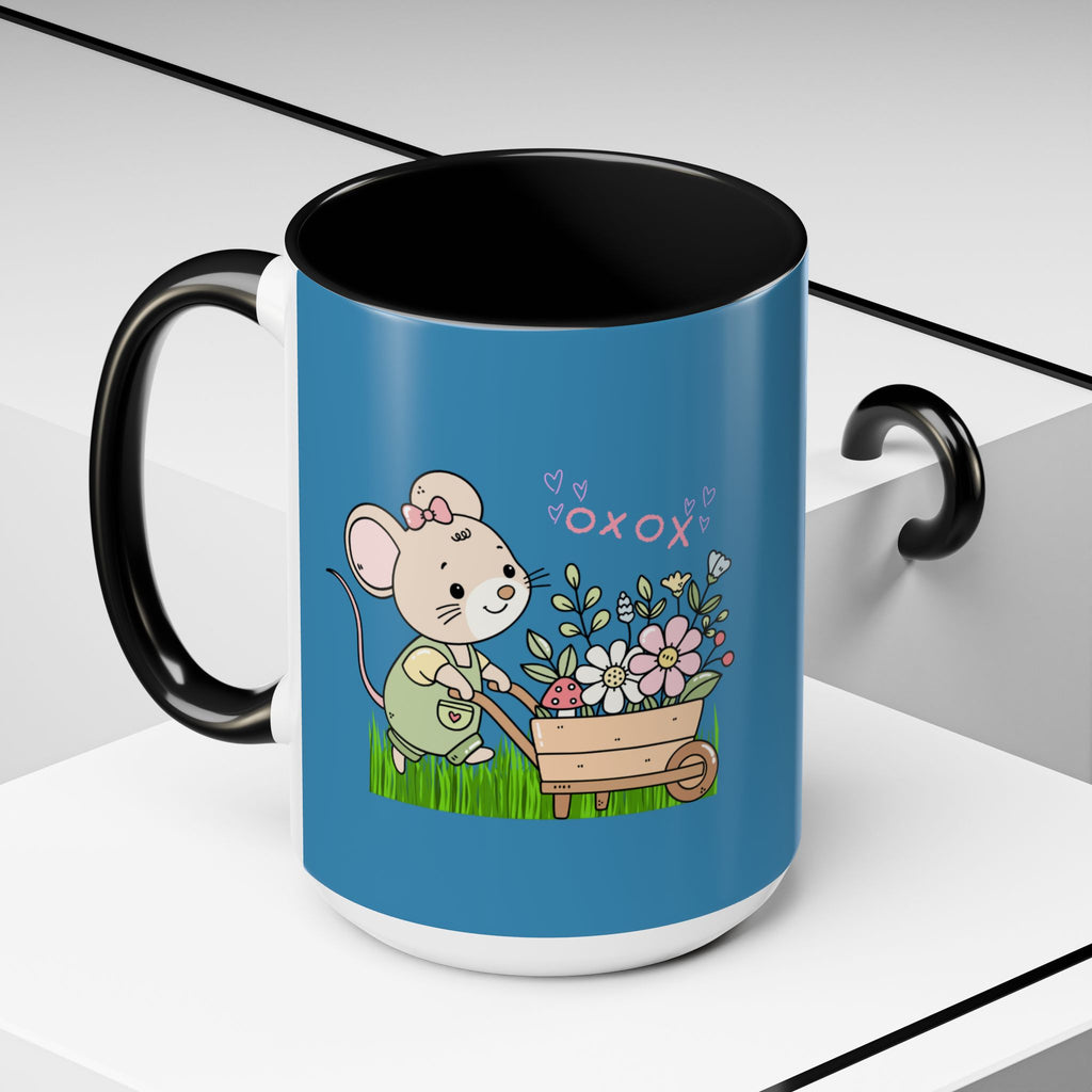 Cute Mouse Floral Coffee Mug — 'XOXO' Accent 11/15oz