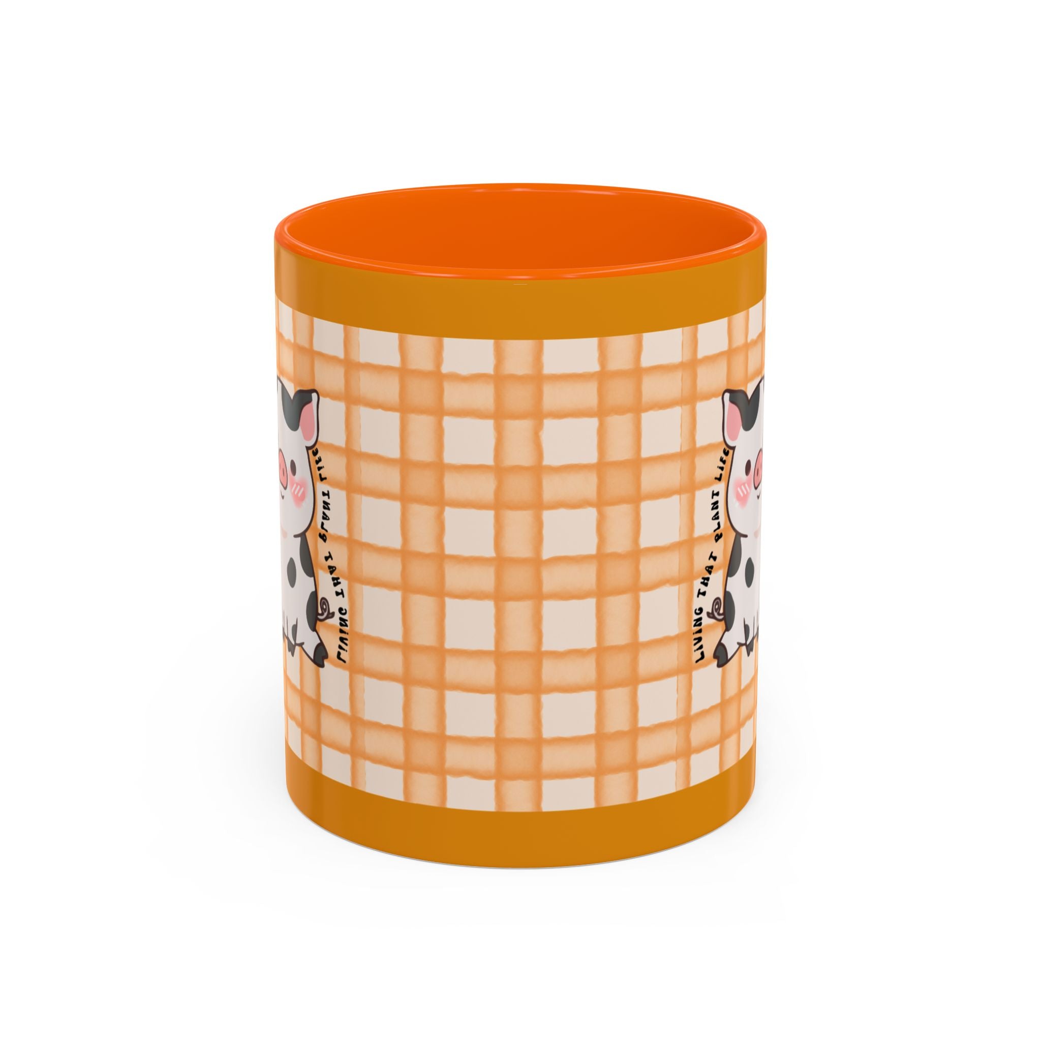 Cute Cow Plaid Accent Coffee Mug — Farmhouse Daisy Cow Design (11/15oz)