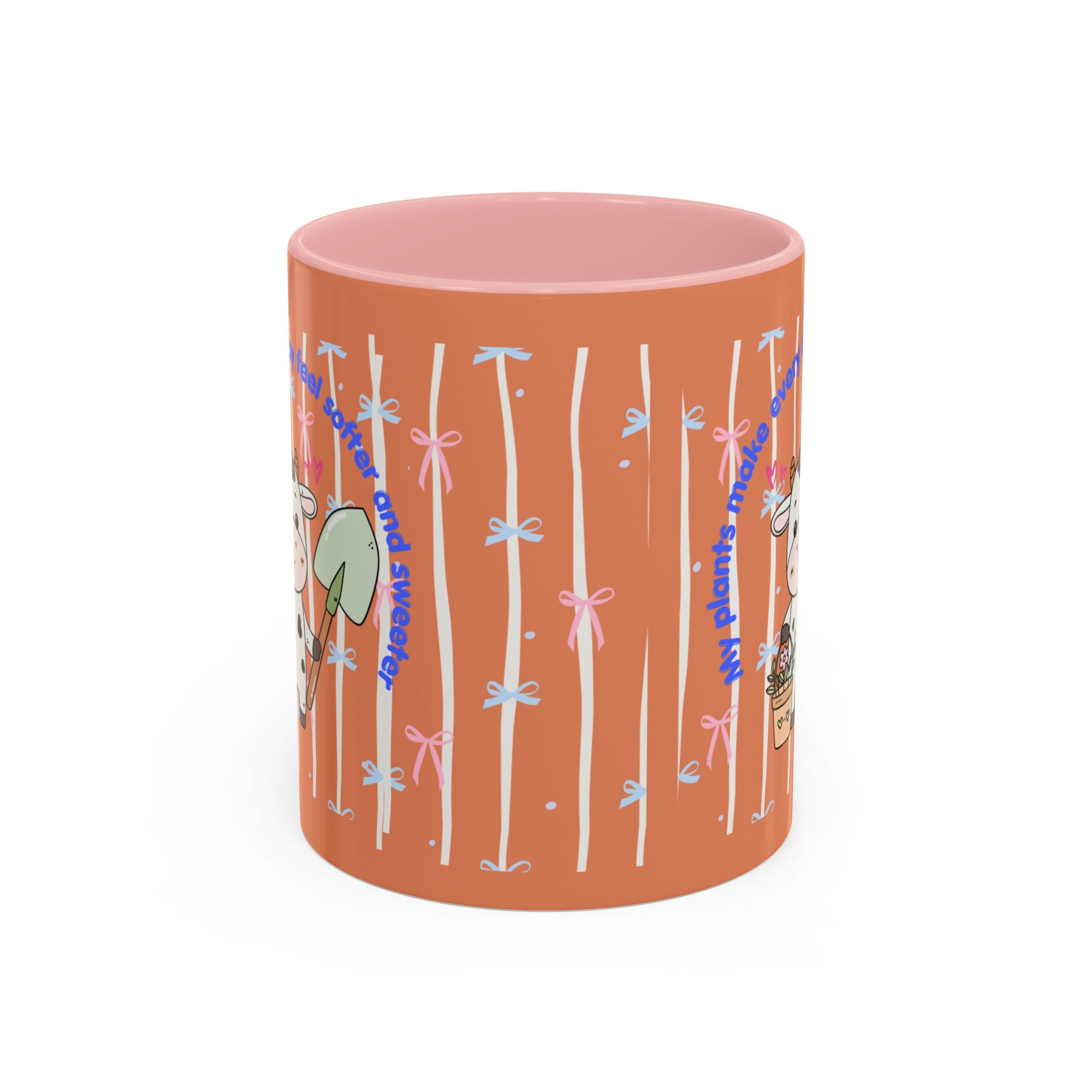 Cow Gardener Coffee Mug — Cute Cow with Shovel & Plant Pot Accent Mug (11/15oz)