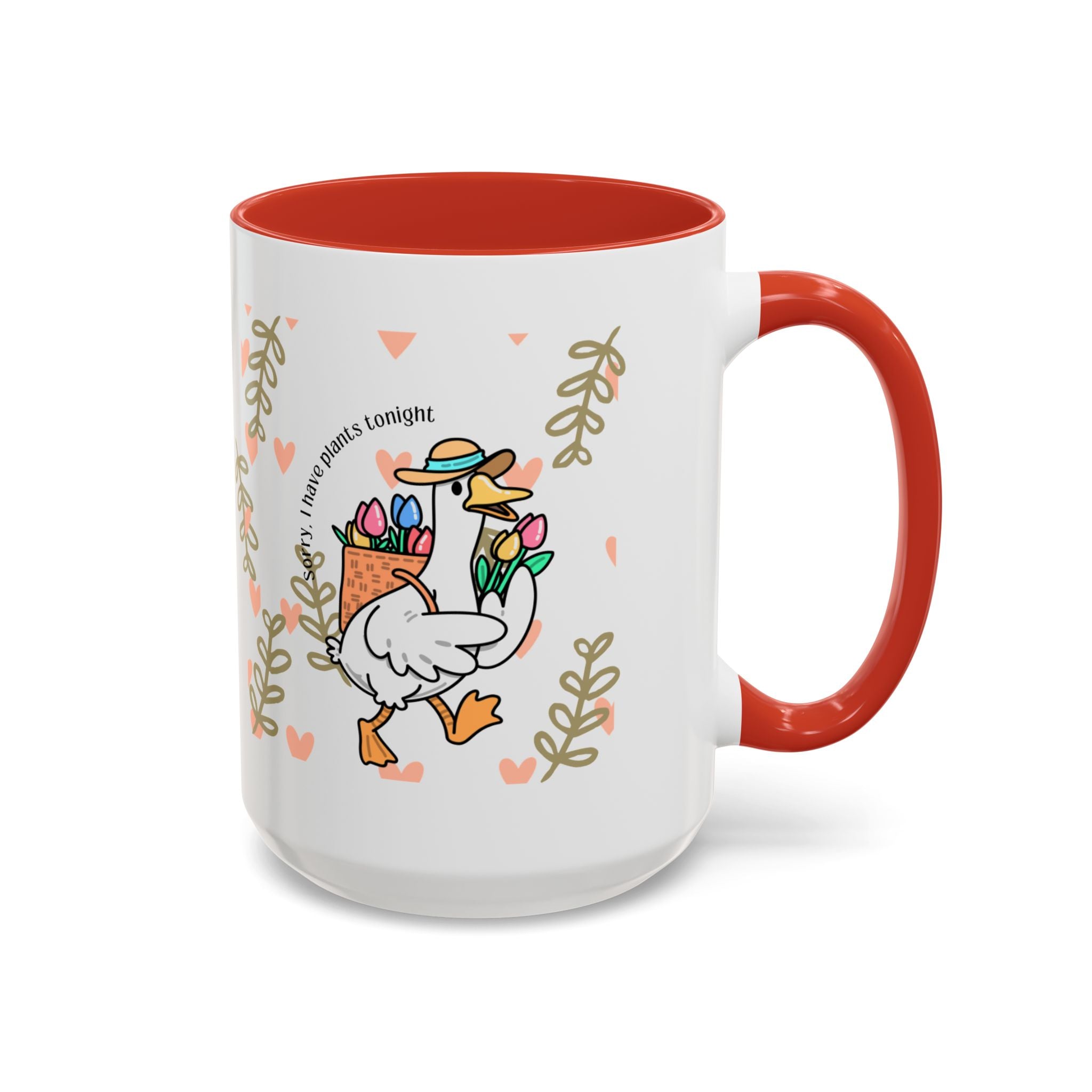 Coffee Mug — Cute Duck Carrying Plants “I Have Plants Tonight” Accent Mug
