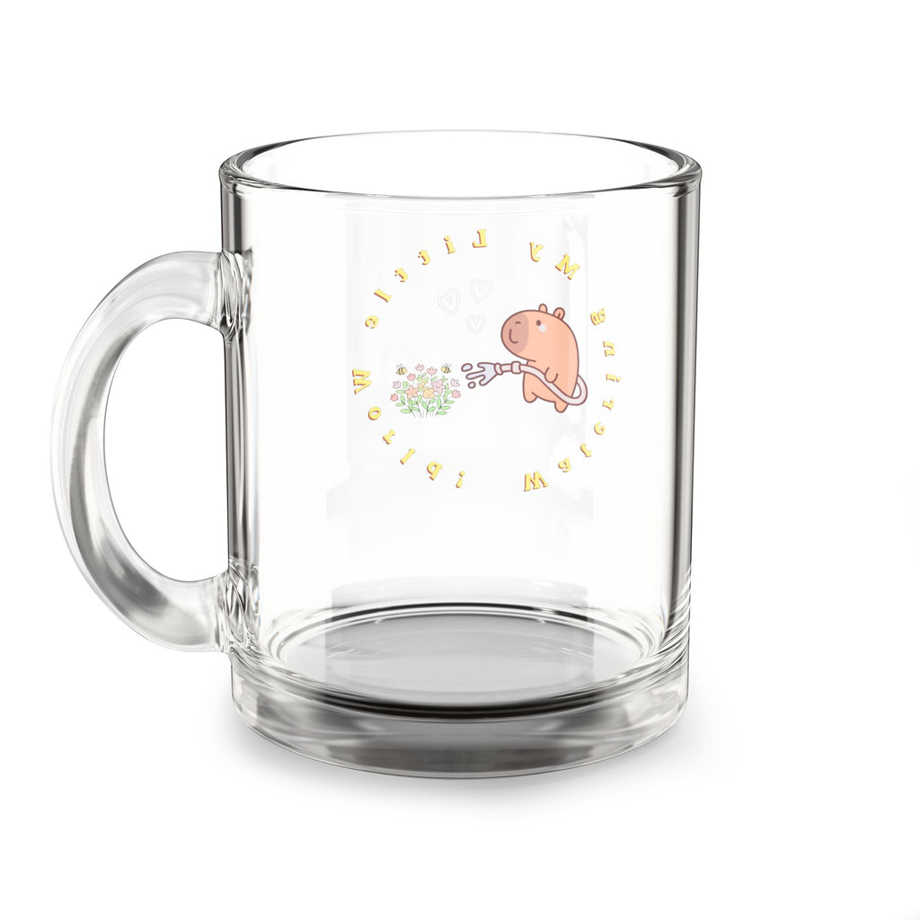 Glass Mug — Cute Capybara 'Spread Love' 10oz Clear Coffee Mug
