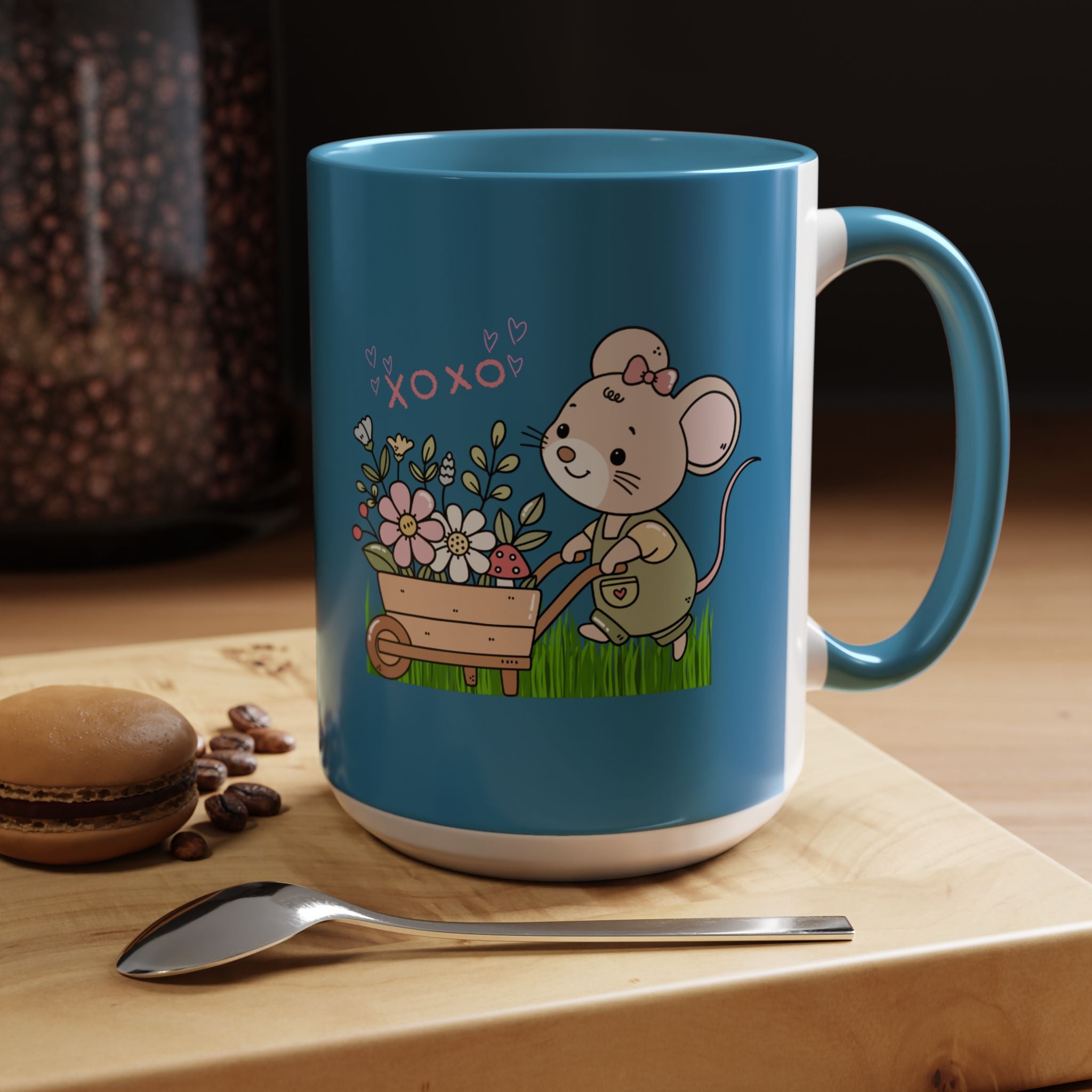 Cute Mouse Floral Coffee Mug — 'XOXO' Accent 11/15oz