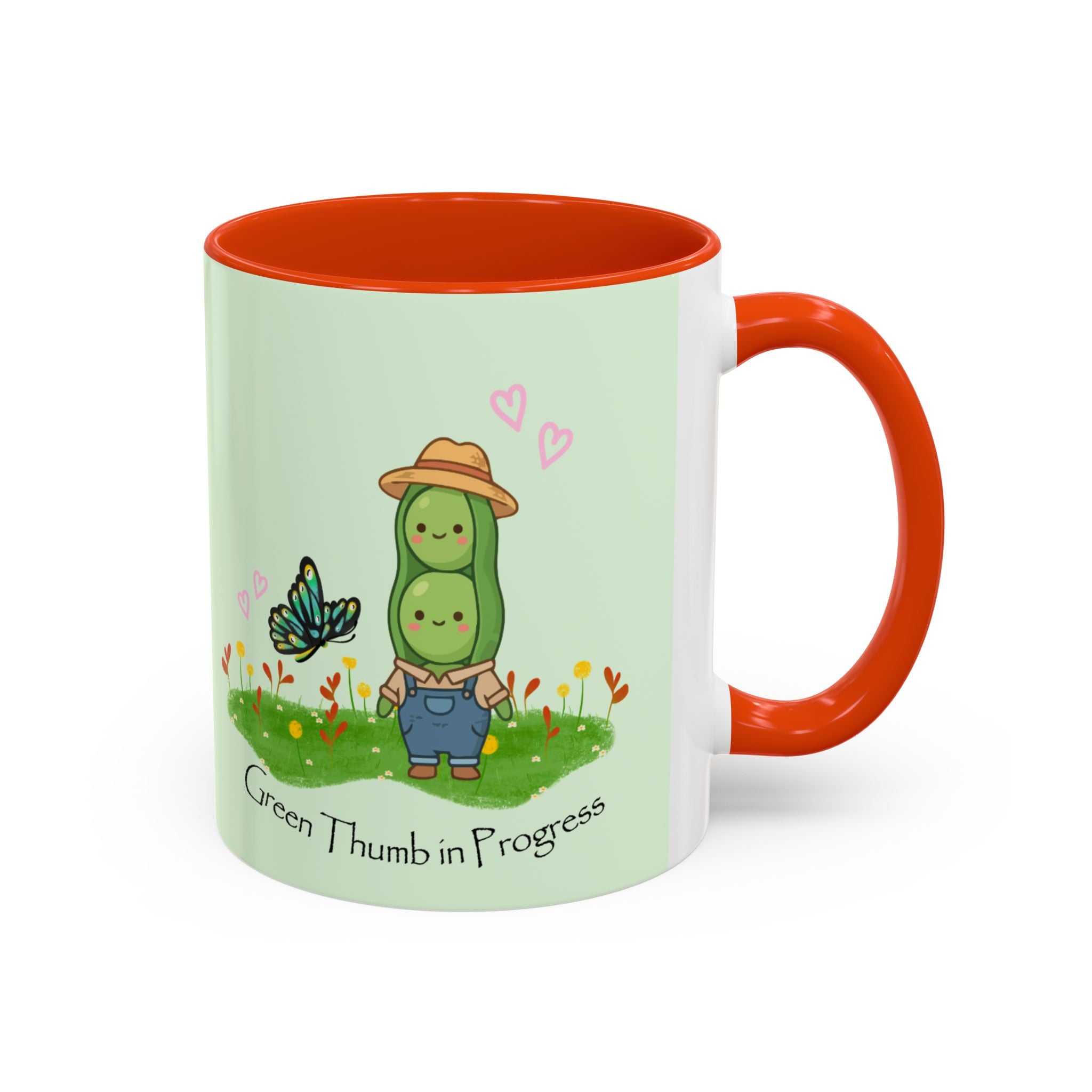 Garden Pea Mug — "Green Thumb in Progress" Cute Plant Lover Coffee Cup