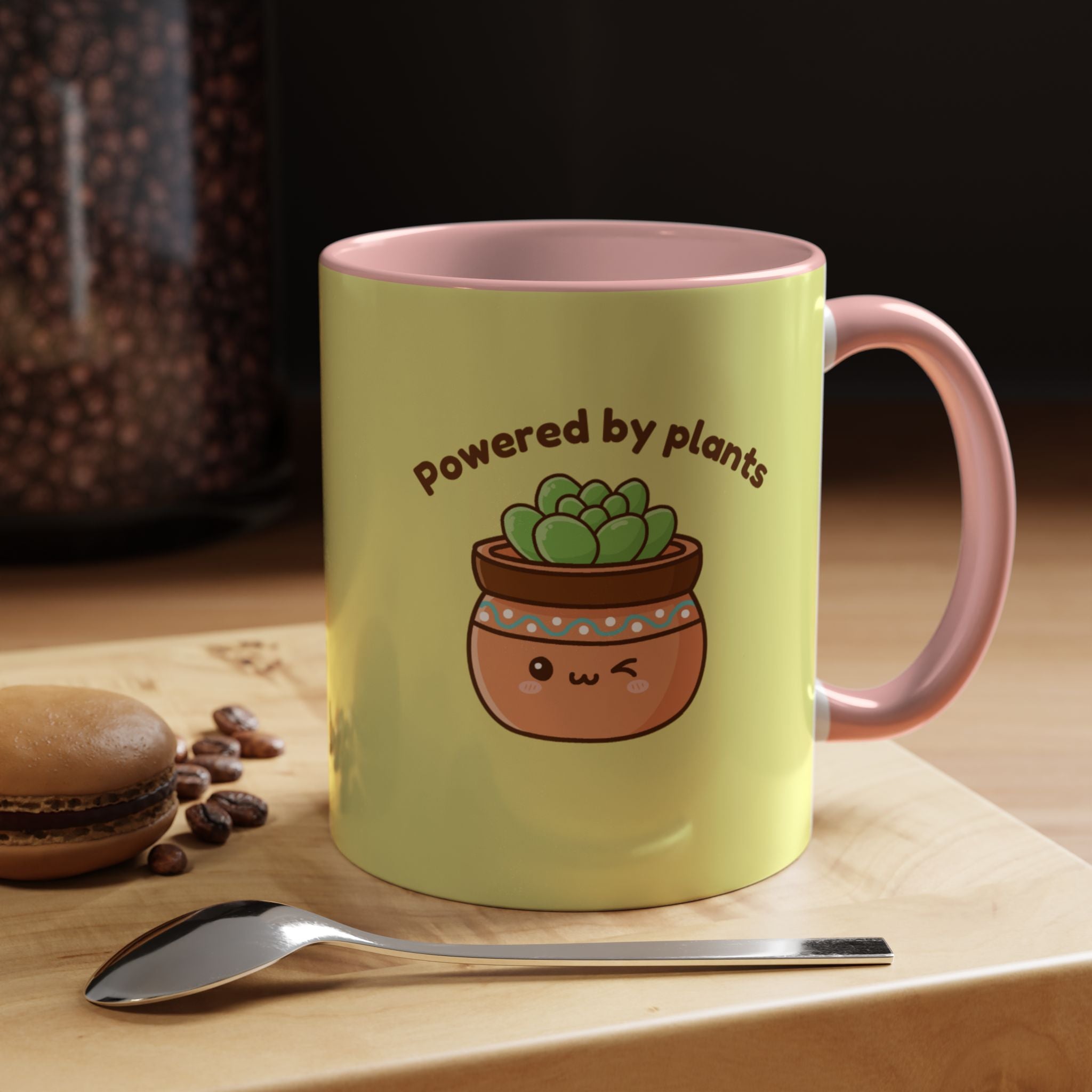 Powered by Plants Succulent Coffee Mug – Cute Kawaii Plant Lover Gift (11/15oz)