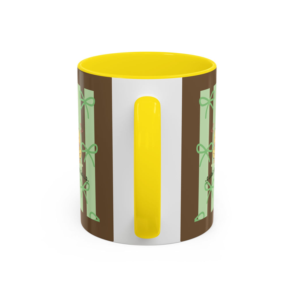 Cute Pig & Chick Accent Coffee Mug — Pastel Stripes, Charming Kawaii Tea/Coffee Cup