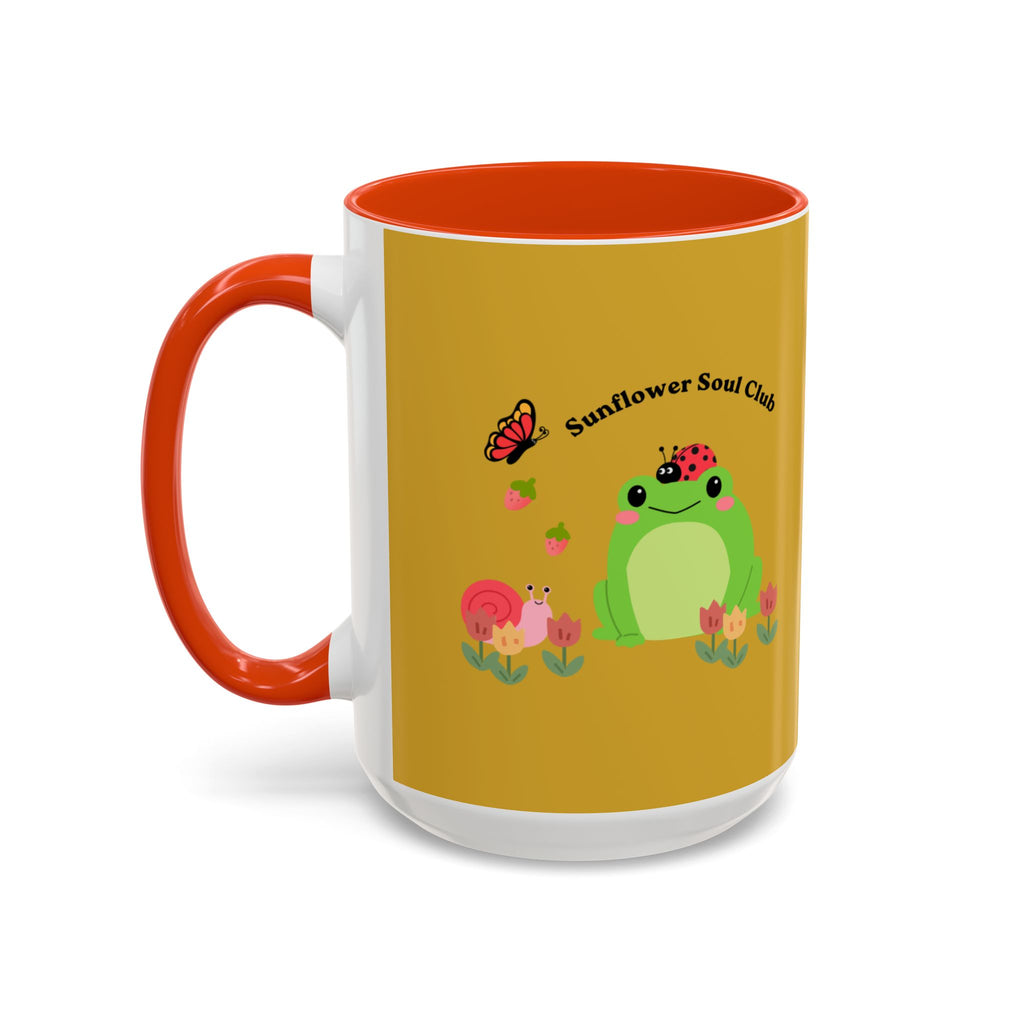 Sunflower Soul Club Frog Mug — Cute Floral Coffee Cup (11oz, 15oz)