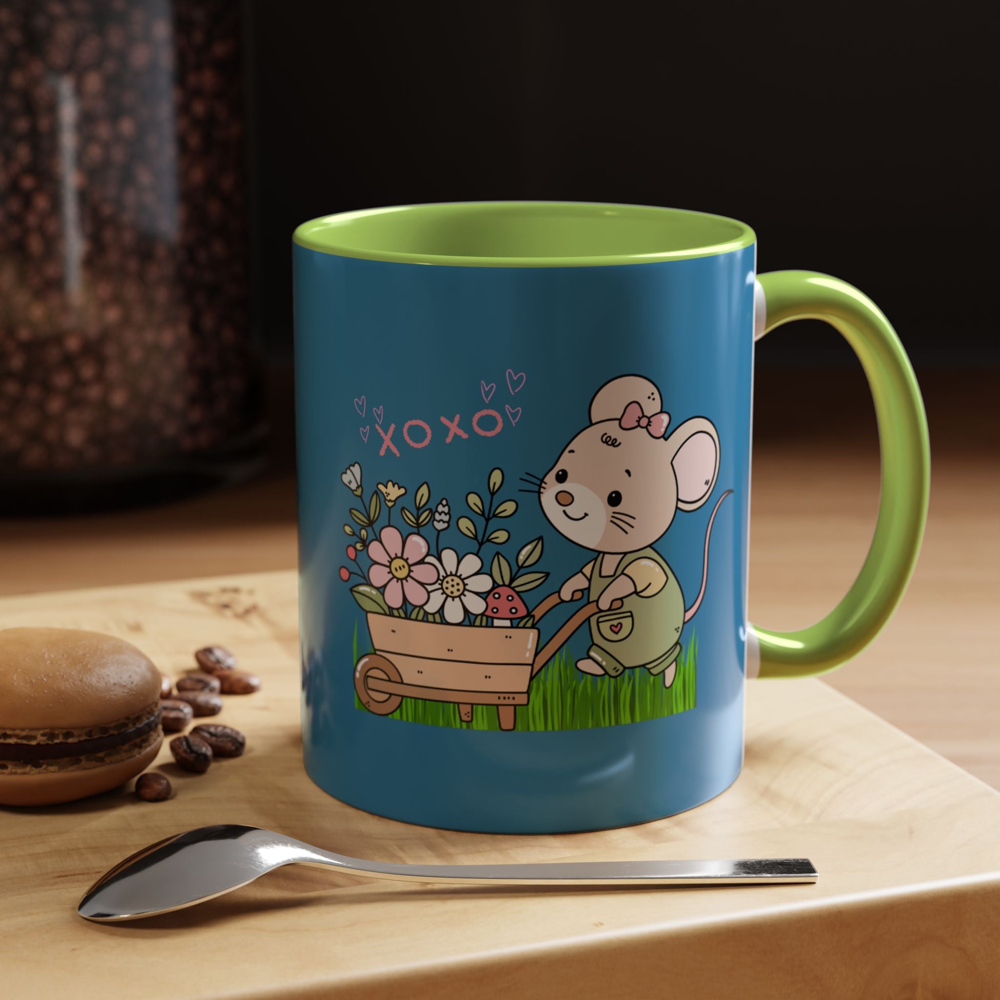 Cute Mouse Floral Coffee Mug — 'XOXO' Accent 11/15oz