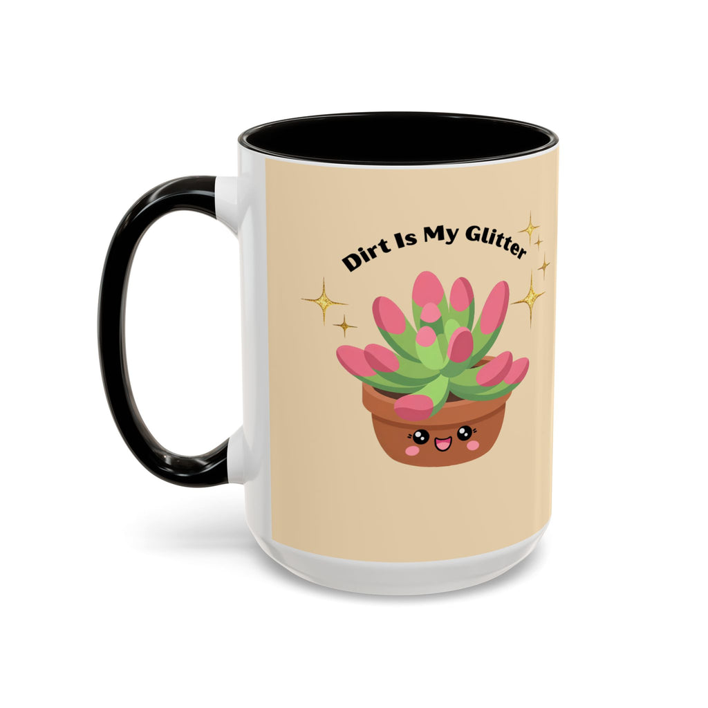 Cactus Coffee Mug — Cute Potted Plant Mug with Sparkles (11oz & 15oz)