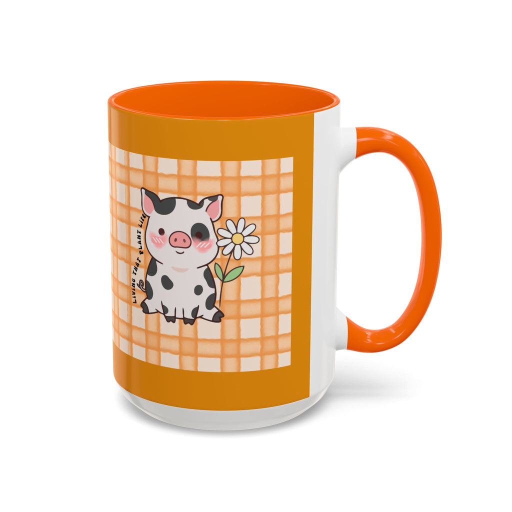 Cute Cow Plaid Accent Coffee Mug — Farmhouse Daisy Cow Design (11/15oz)