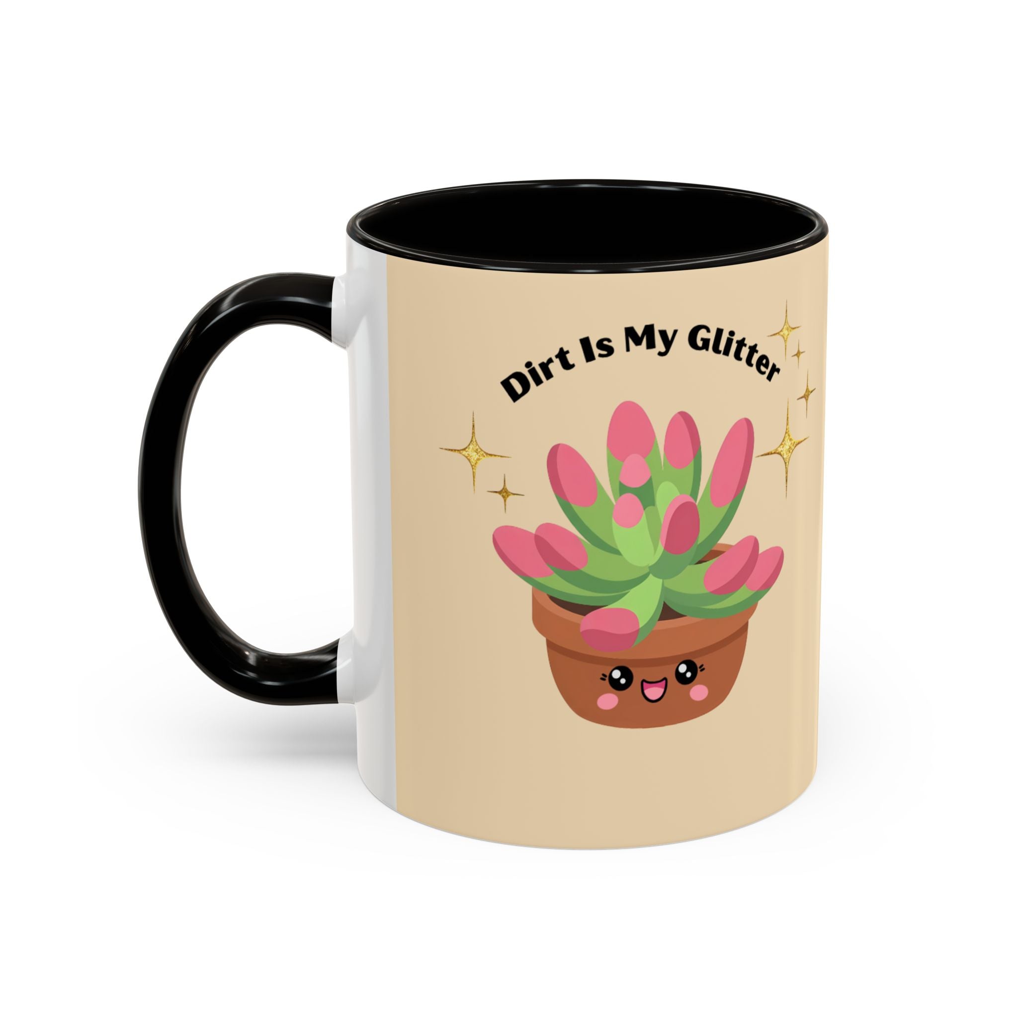 Cactus Coffee Mug — Cute Potted Plant Mug with Sparkles (11oz & 15oz)