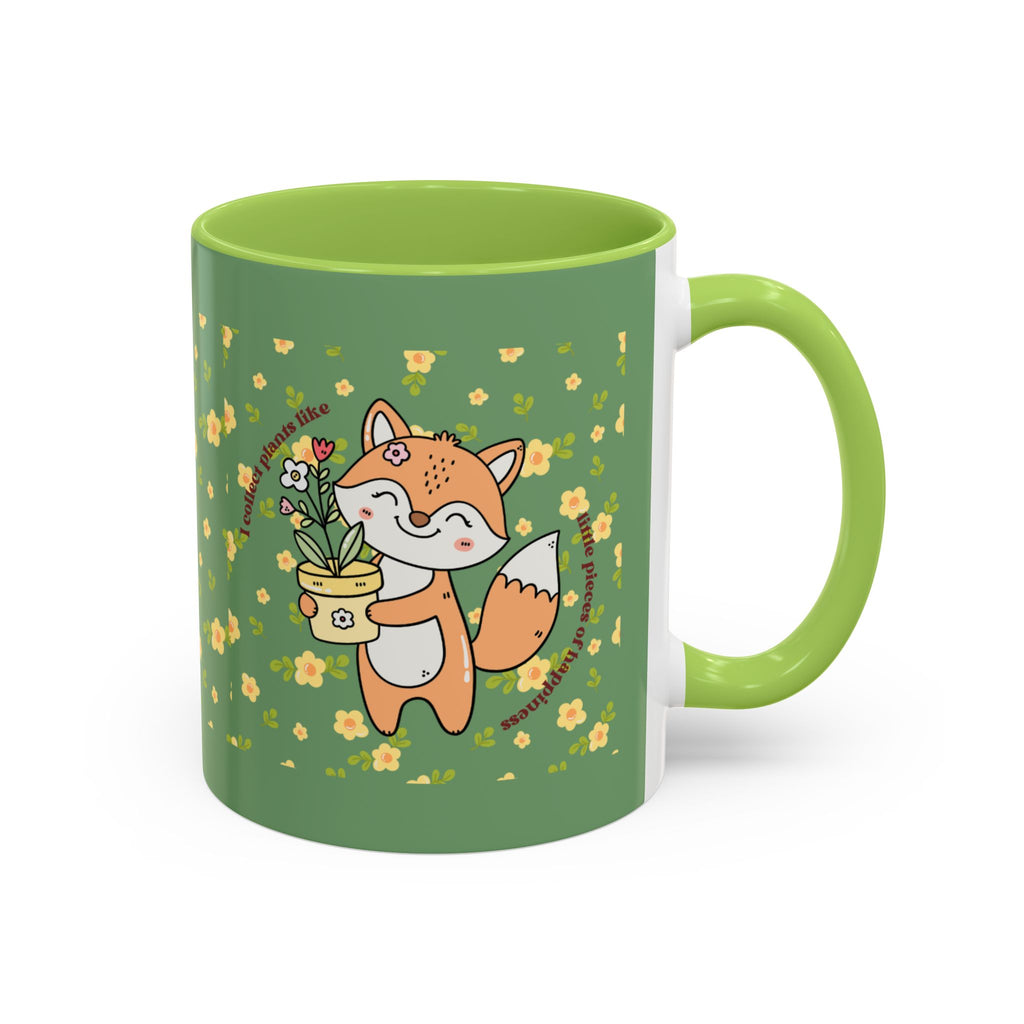 Cute Fox Floral Coffee Mug – Cute Fox Holding Potted Plant Accent Mug