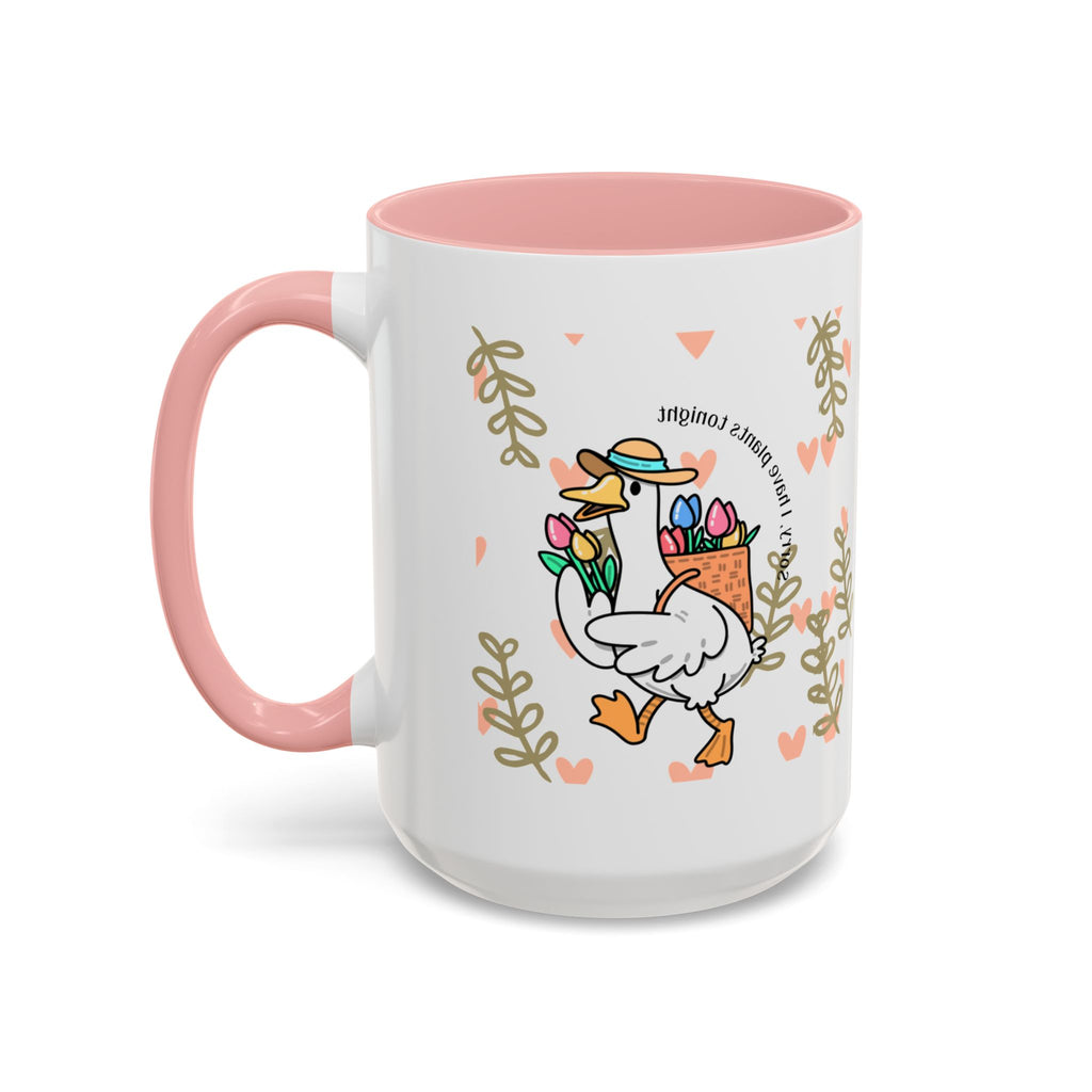 Coffee Mug — Cute Duck Carrying Plants “I Have Plants Tonight” Accent Mug