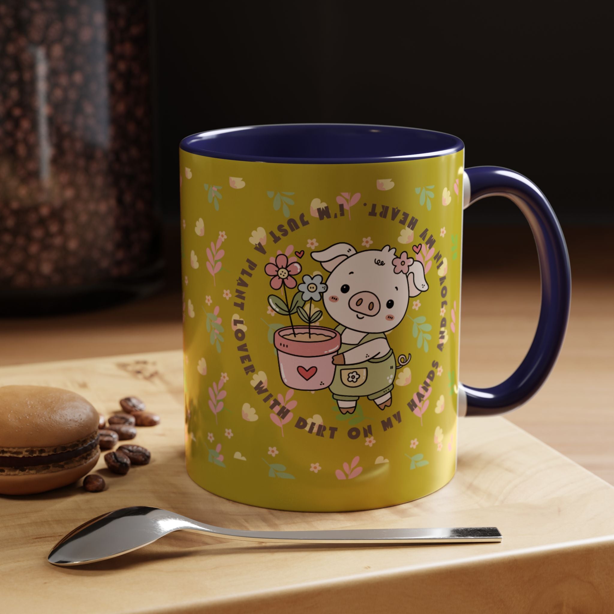 Cute Piglet Gardening Coffee Mug — "My Heart Is In The Dirt" Accent Mug