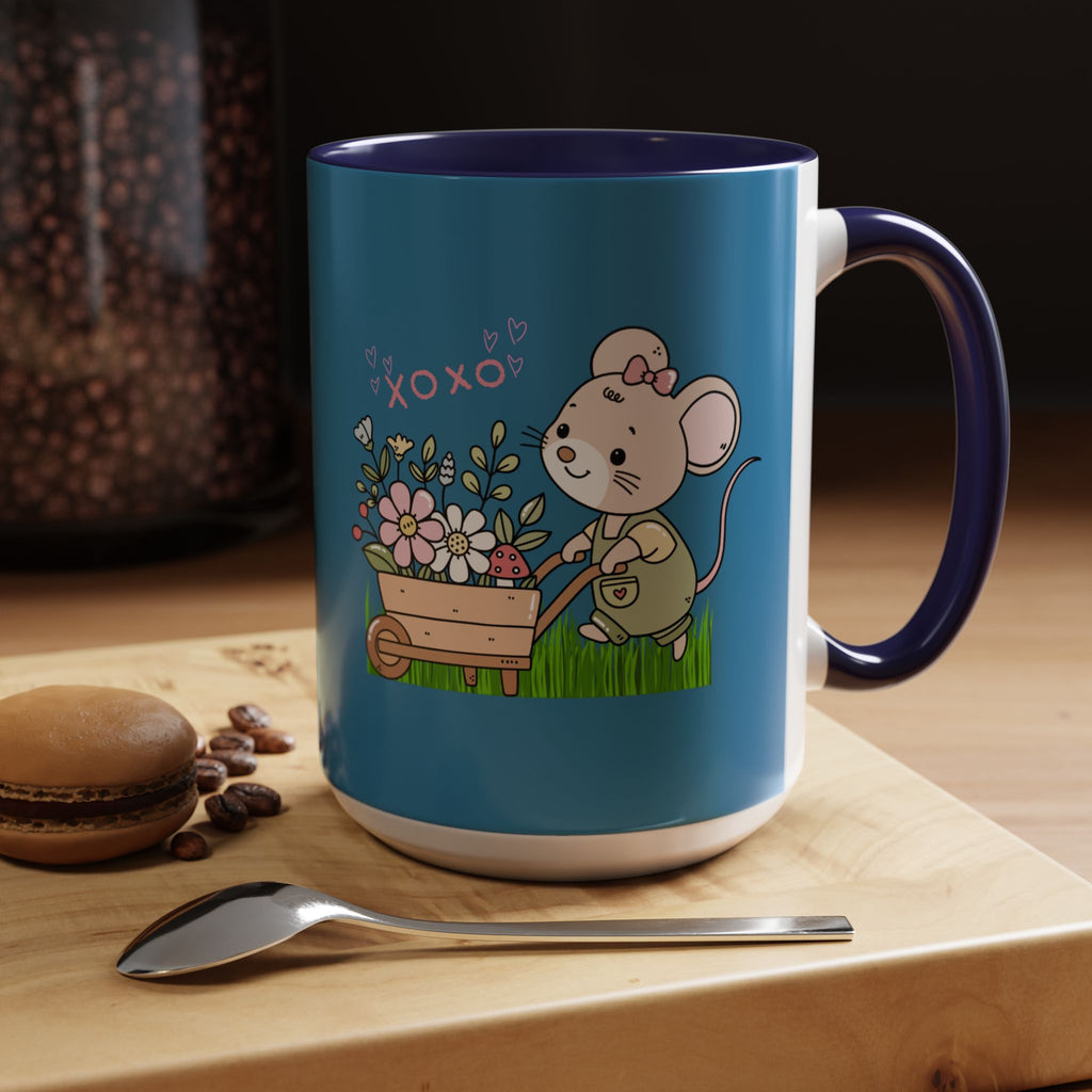 Cute Mouse Floral Coffee Mug — 'XOXO' Accent 11/15oz