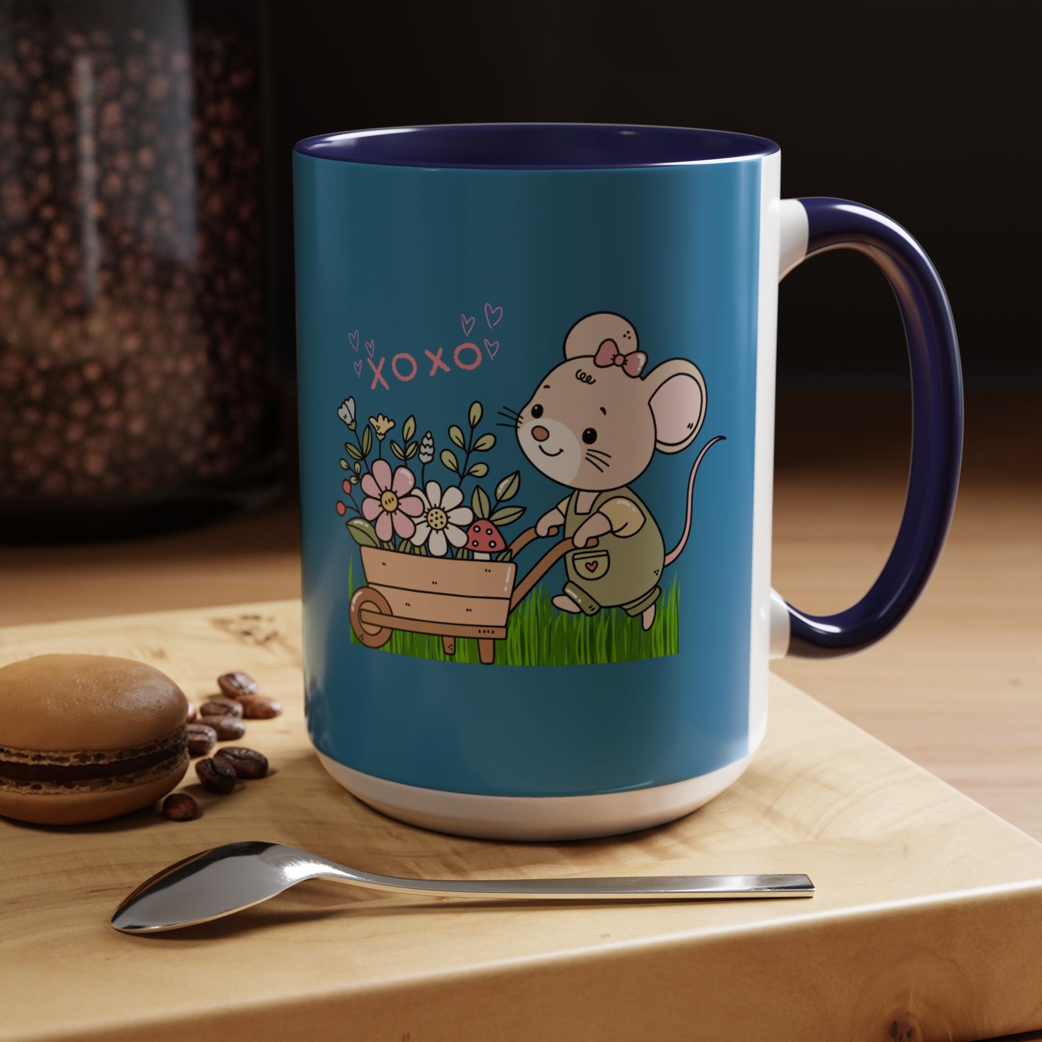 Cute Mouse Floral Coffee Mug — 'XOXO' Accent 11/15oz