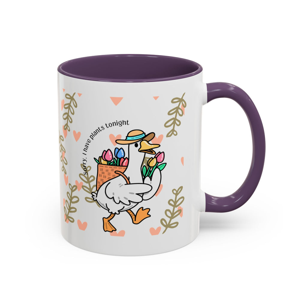 Coffee Mug — Cute Duck Carrying Plants “I Have Plants Tonight” Accent Mug