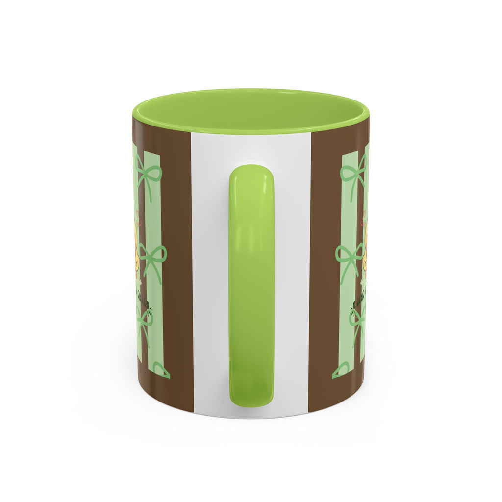 Cute Pig & Chick Accent Coffee Mug — Pastel Stripes, Charming Kawaii Tea/Coffee Cup