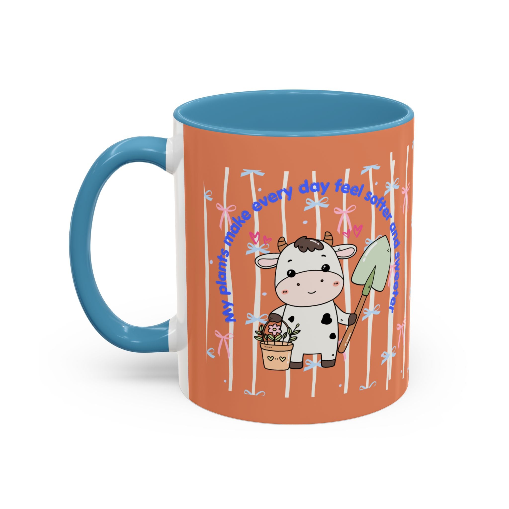 Cow Gardener Coffee Mug — Cute Cow with Shovel & Plant Pot Accent Mug (11/15oz)