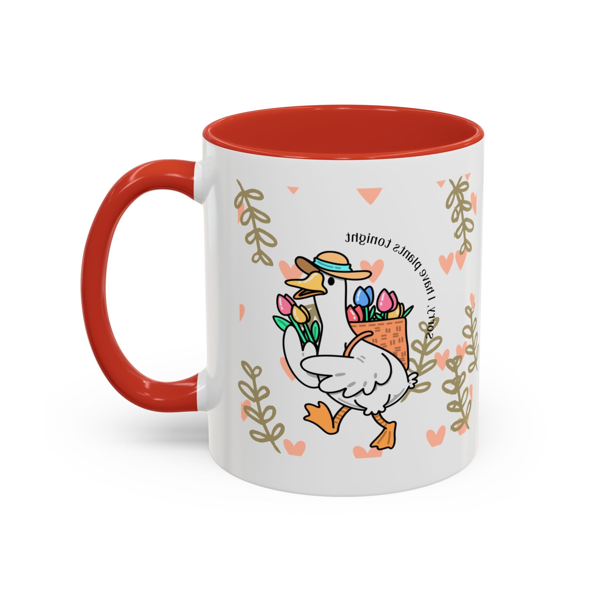 Coffee Mug — Cute Duck Carrying Plants “I Have Plants Tonight” Accent Mug