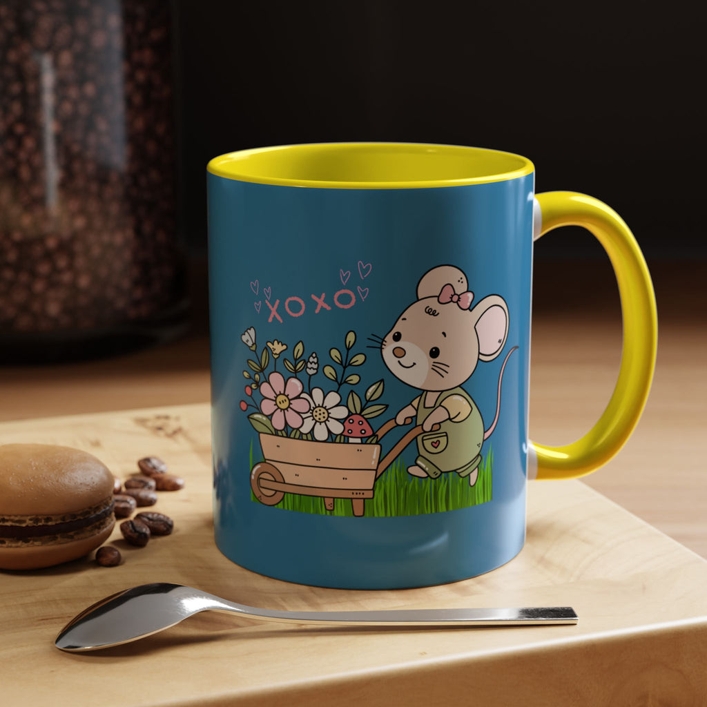 Cute Mouse Floral Coffee Mug — 'XOXO' Accent 11/15oz
