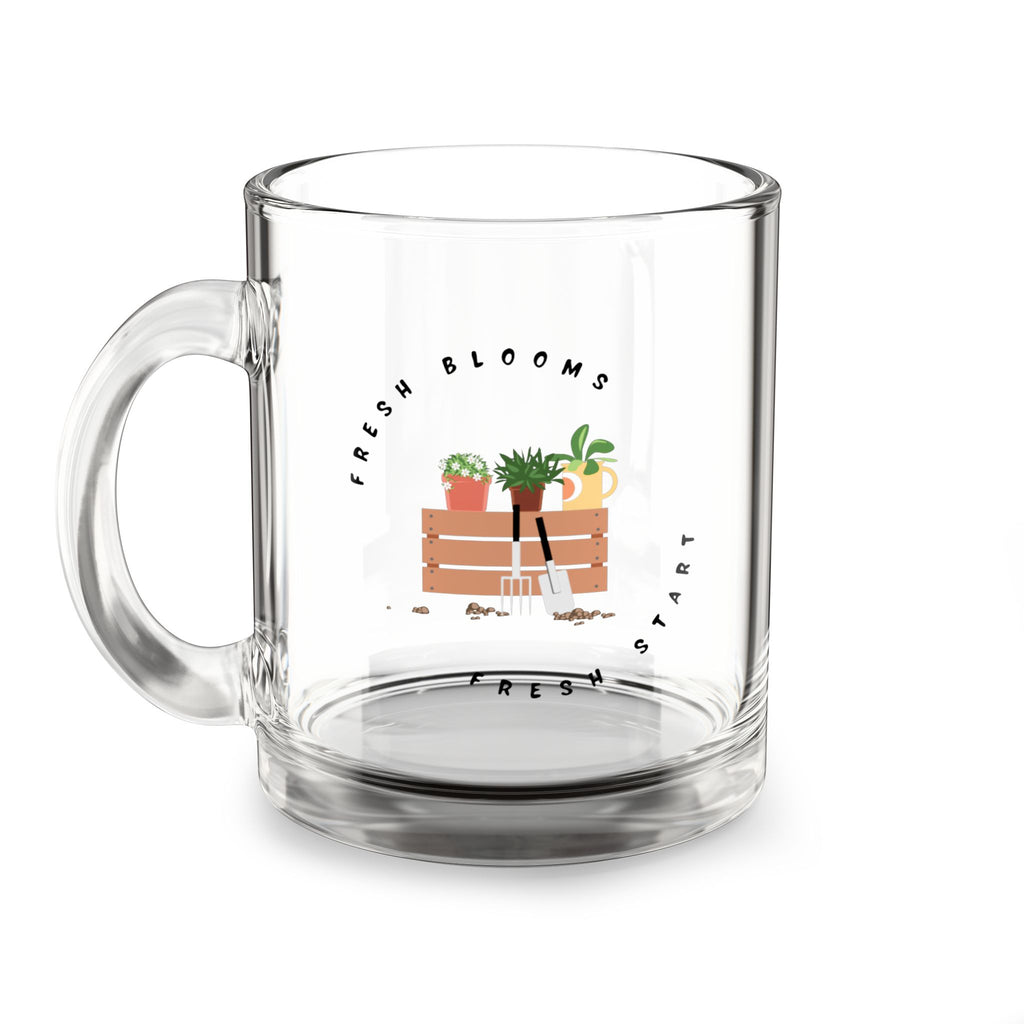 Glass Mug - Fresh Blooms Plant Lover 10oz Clear Coffee Tea Cup