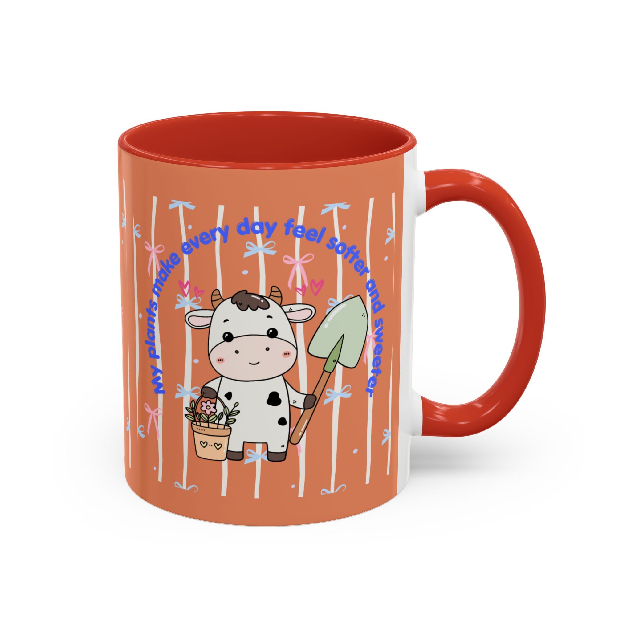 Cow Gardener Coffee Mug — Cute Cow with Shovel & Plant Pot Accent Mug (11/15oz)