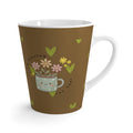 Brown Floral Latte Mug — 'Live Grown' Hand-Drawn Hearts & Flowers Coffee Cup