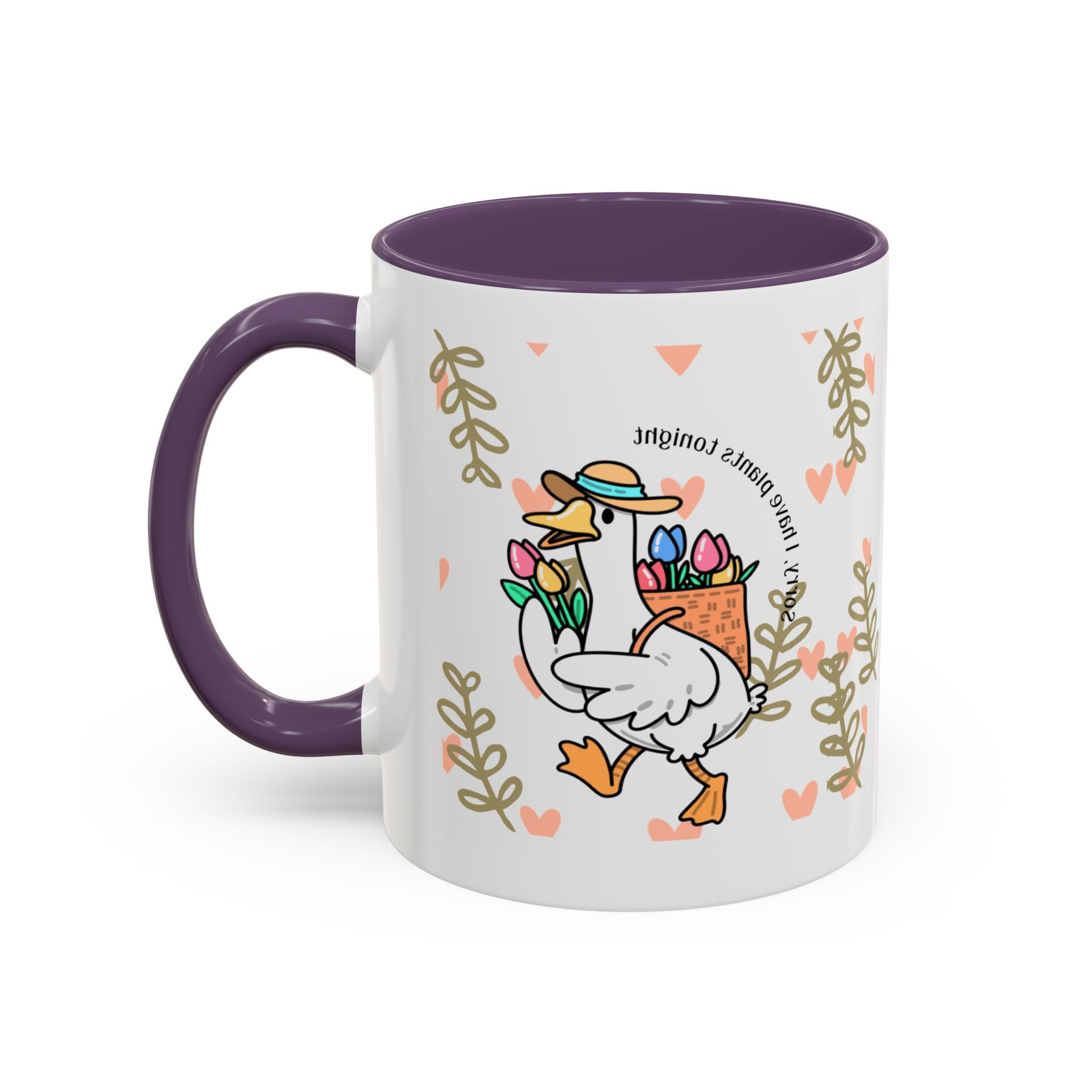 Coffee Mug — Cute Duck Carrying Plants “I Have Plants Tonight” Accent Mug