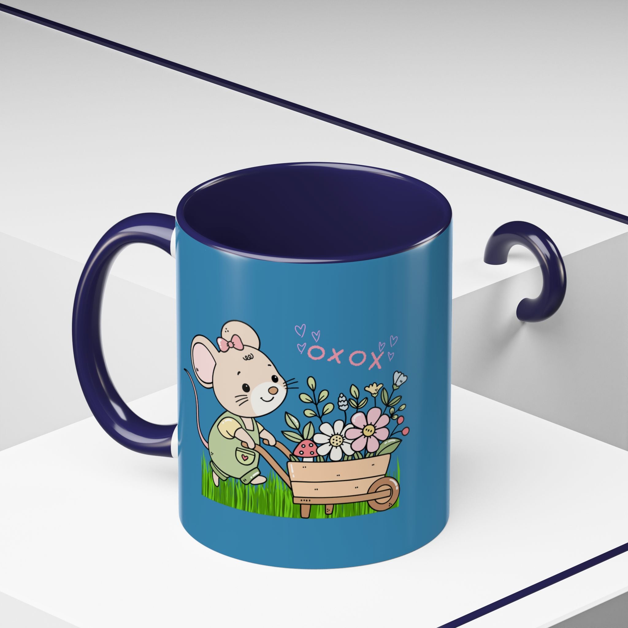 Cute Mouse Floral Coffee Mug — 'XOXO' Accent 11/15oz