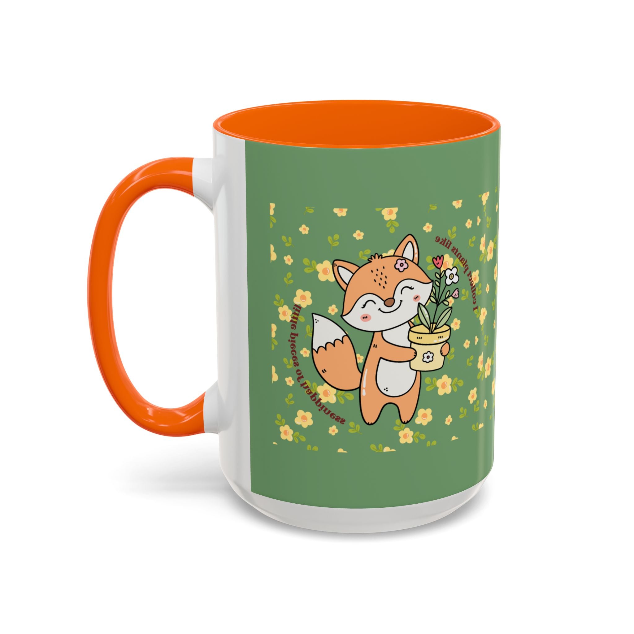 Cute Fox Floral Coffee Mug – Cute Fox Holding Potted Plant Accent Mug