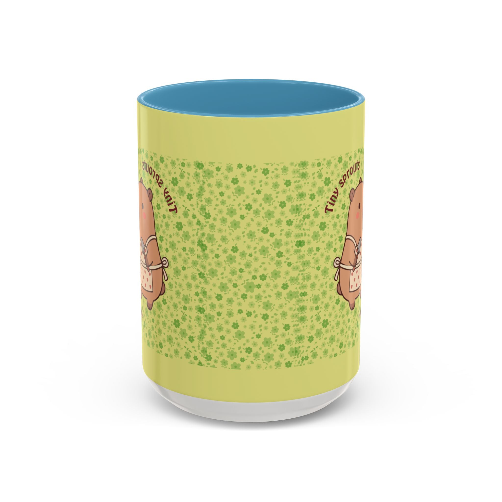 Cute ‘Tiny Sprouts’ Accent Coffee Mug – Kawaii Garden Capybara Design (11/15 oz)