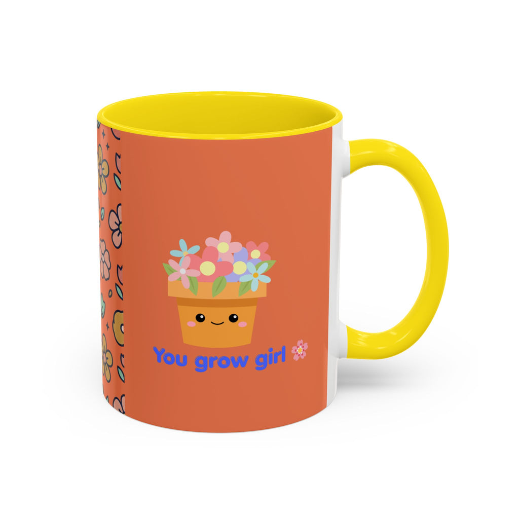 You Grow Girl Floral Coffee Mug — Cute Flower Pot Accent Mug (11oz)