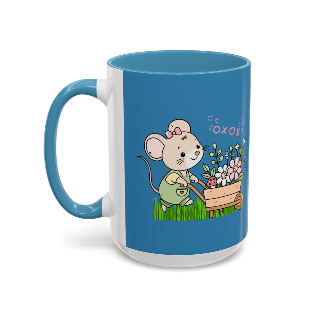 Cute Mouse Floral Coffee Mug — 'XOXO' Accent 11/15oz