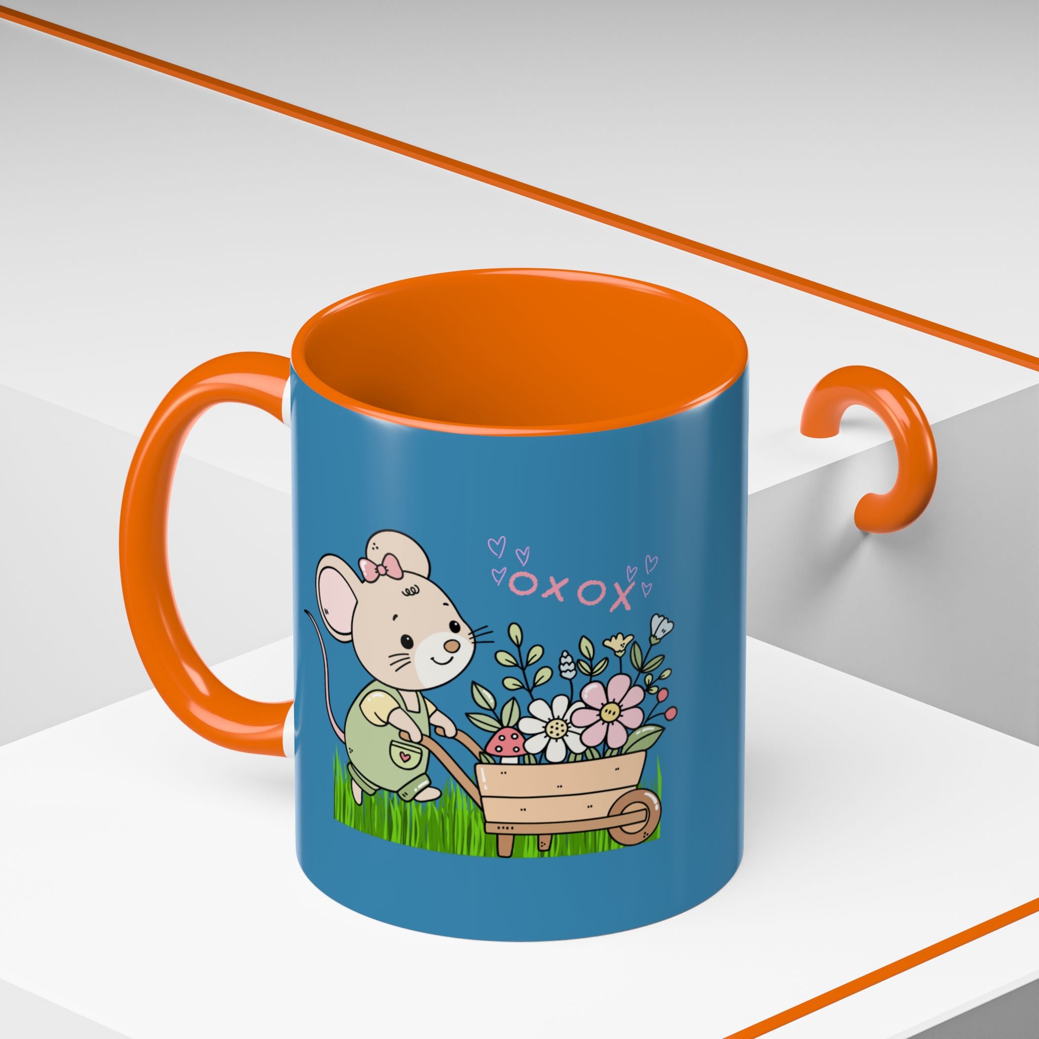 Cute Mouse Floral Coffee Mug — 'XOXO' Accent 11/15oz