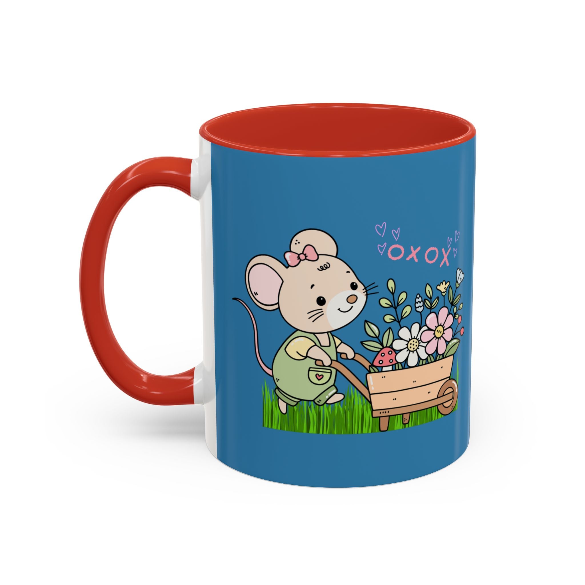 Cute Mouse Floral Coffee Mug — 'XOXO' Accent 11/15oz