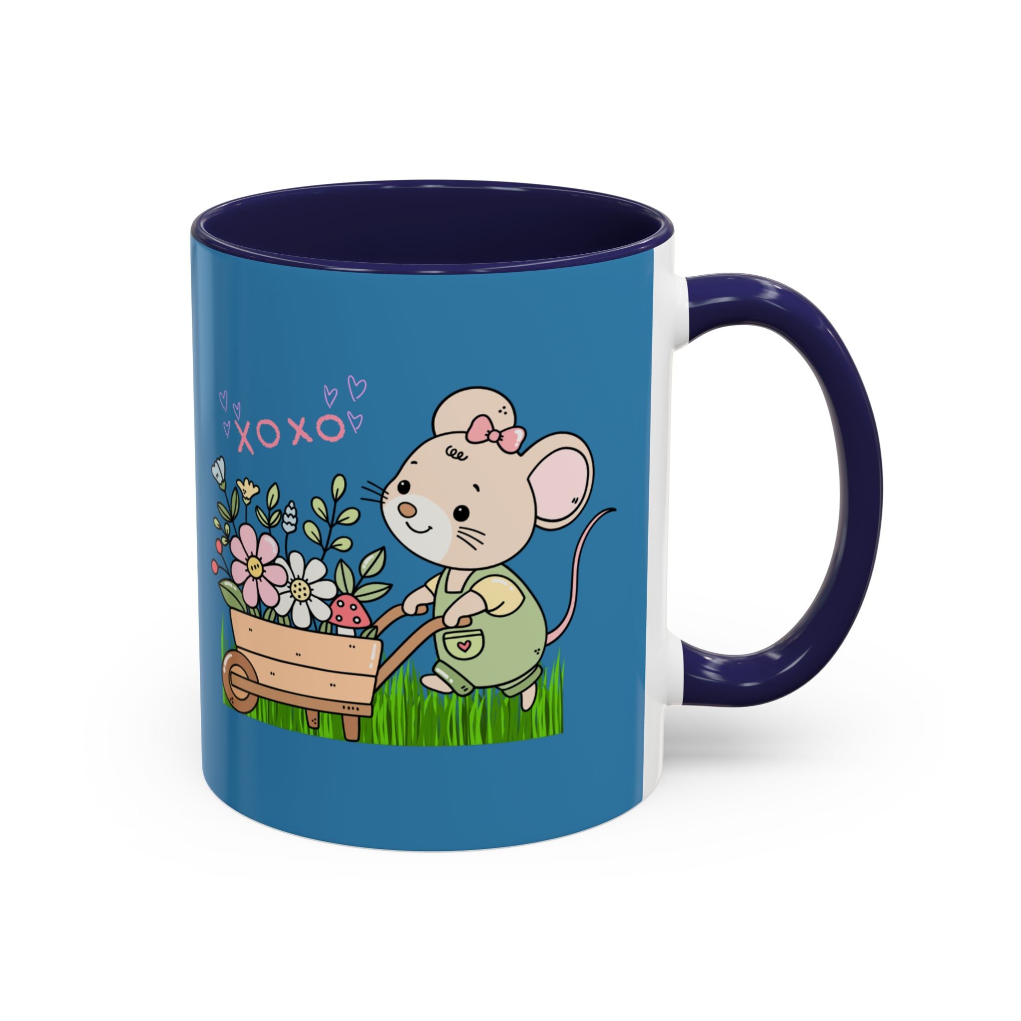 Cute Mouse Floral Coffee Mug — 'XOXO' Accent 11/15oz