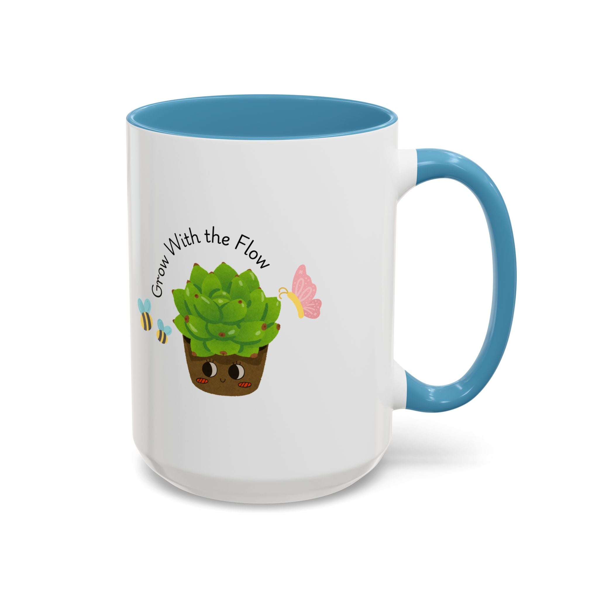 Grow With the Flow Succulent Coffee Mug - Cute Plant Lover Gift (11/15oz)