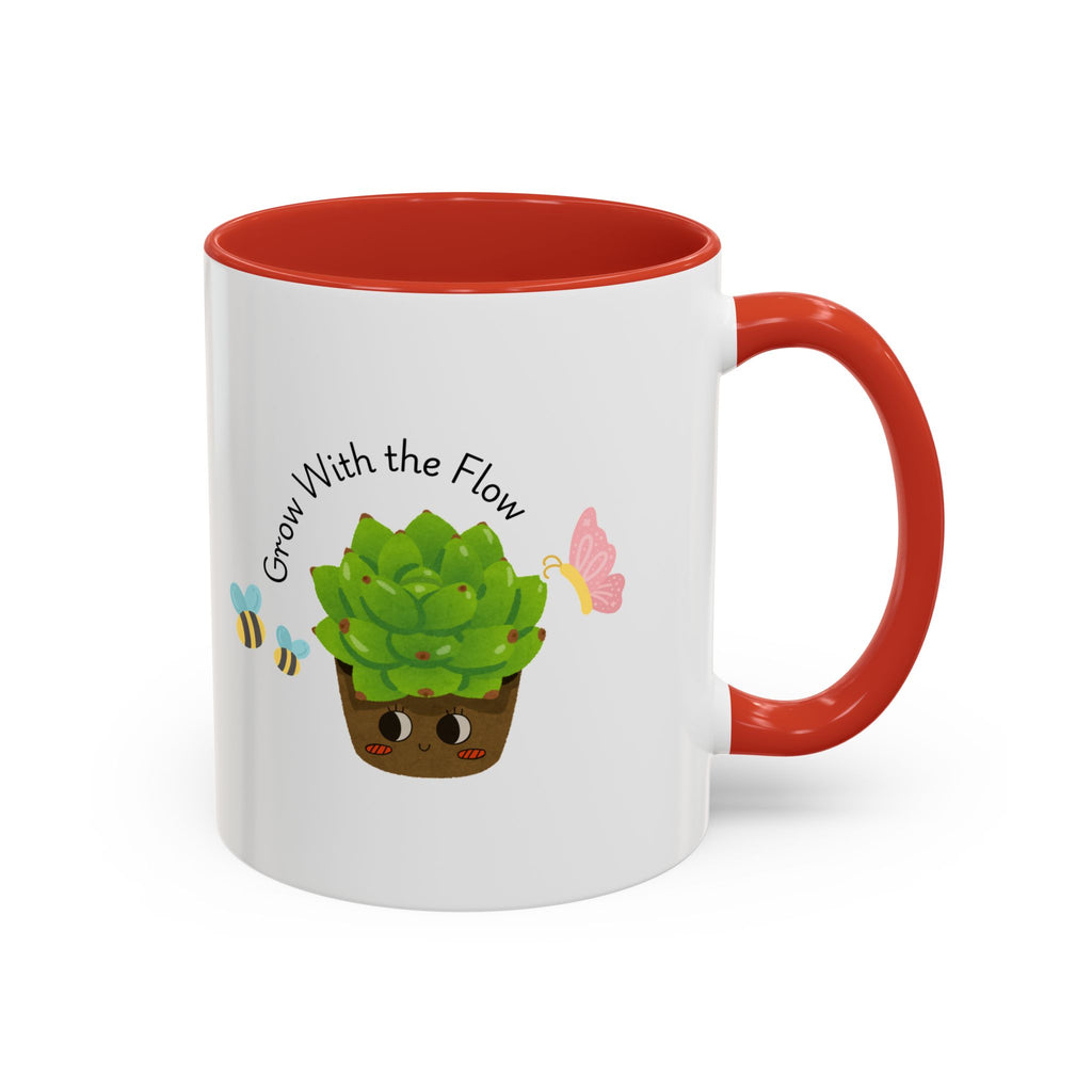 Grow With the Flow Succulent Coffee Mug - Cute Plant Lover Gift (11/15oz)
