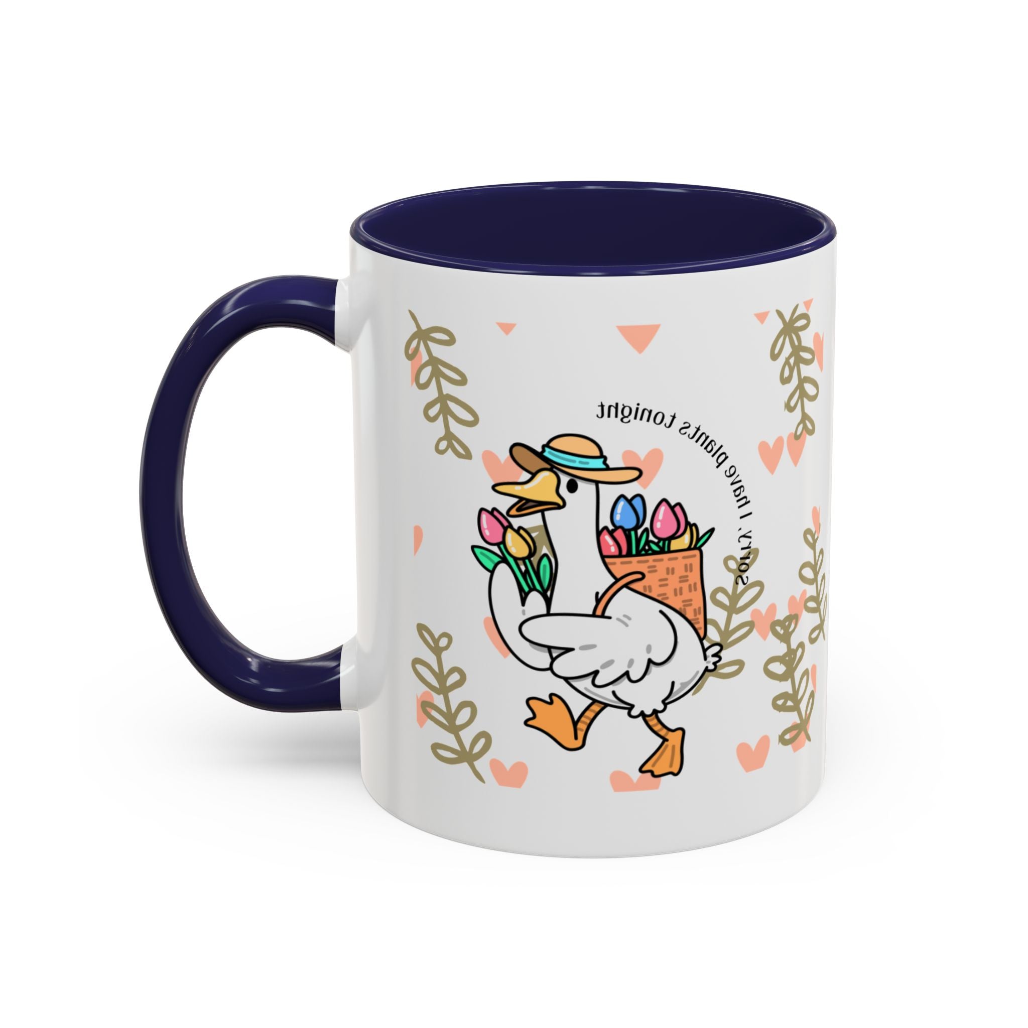 Coffee Mug — Cute Duck Carrying Plants “I Have Plants Tonight” Accent Mug